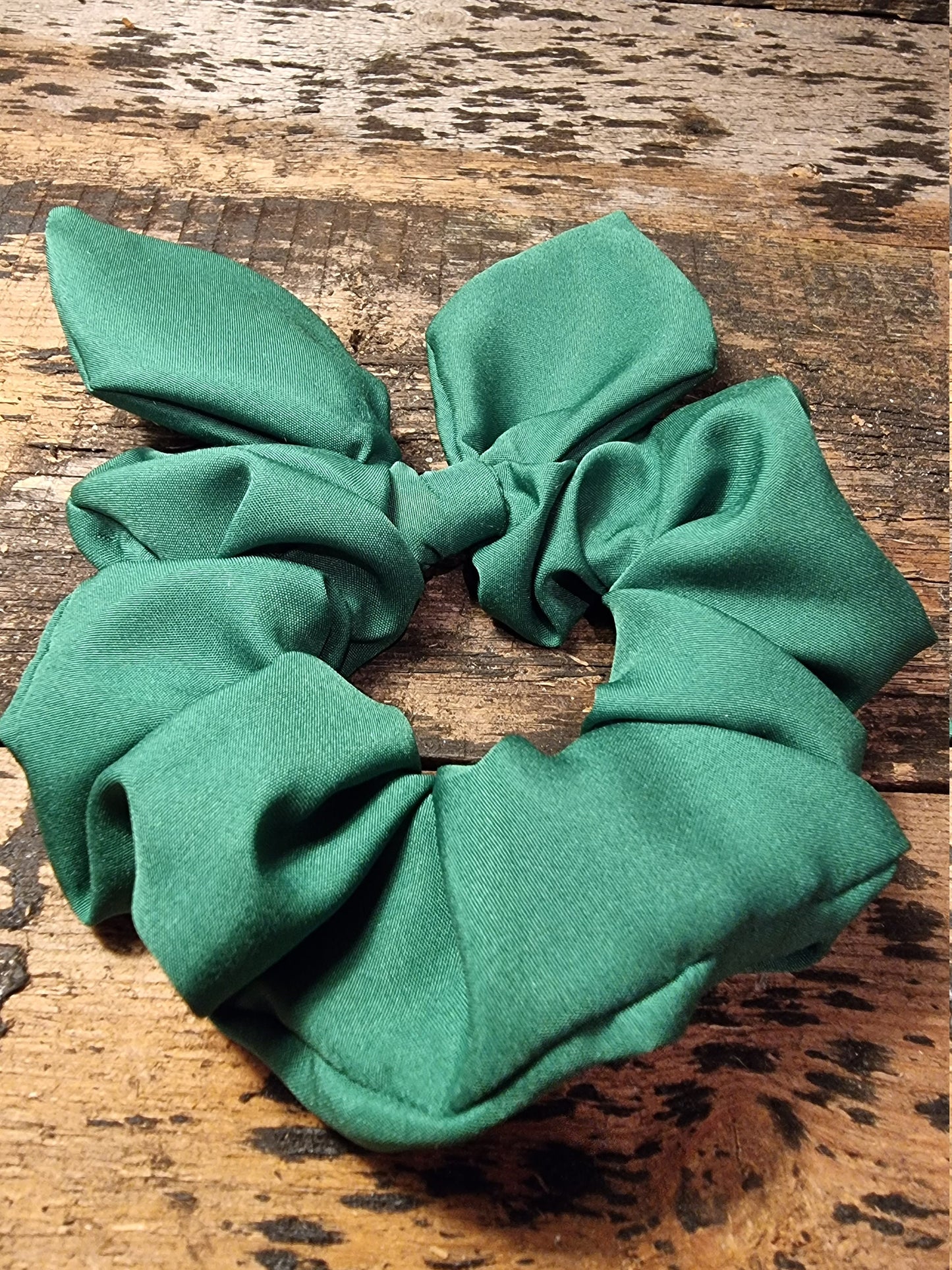 Forest Green Super Soft Crepe Bow Scrunchie |  Removeable Bow