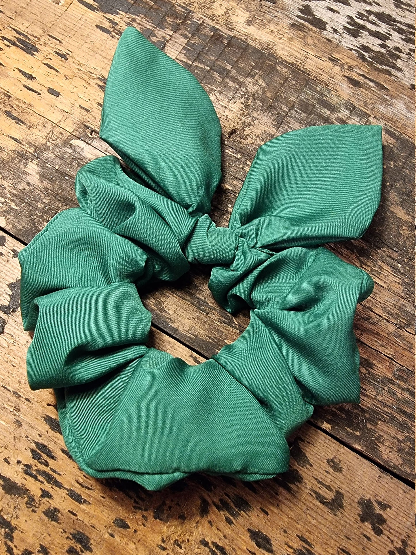 Forest Green Super Soft Crepe Bow Scrunchie |  Removeable Bow