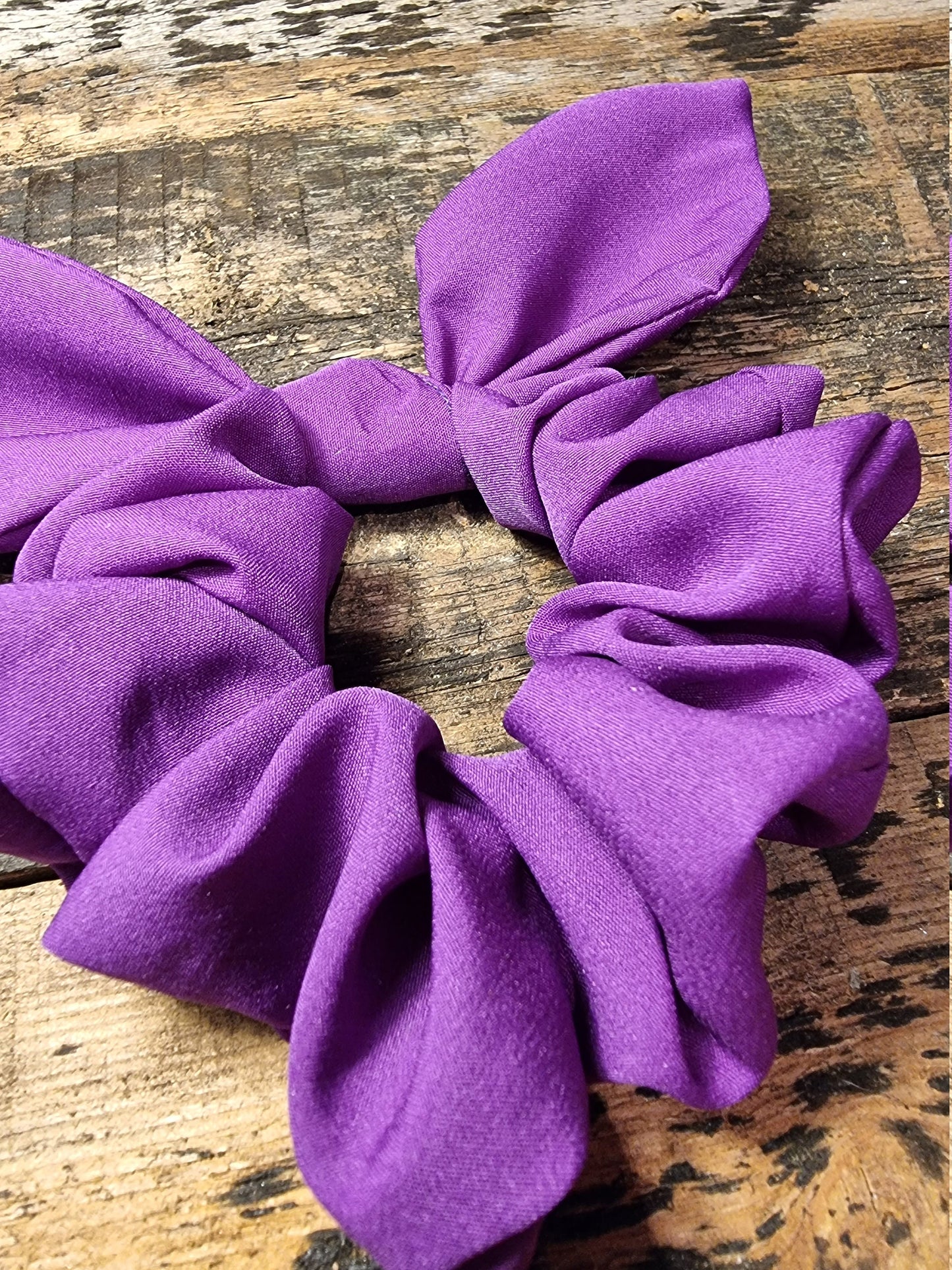 Bright Royal Purple Super Soft Crepe Bow Scrunchie | Removeable Bow