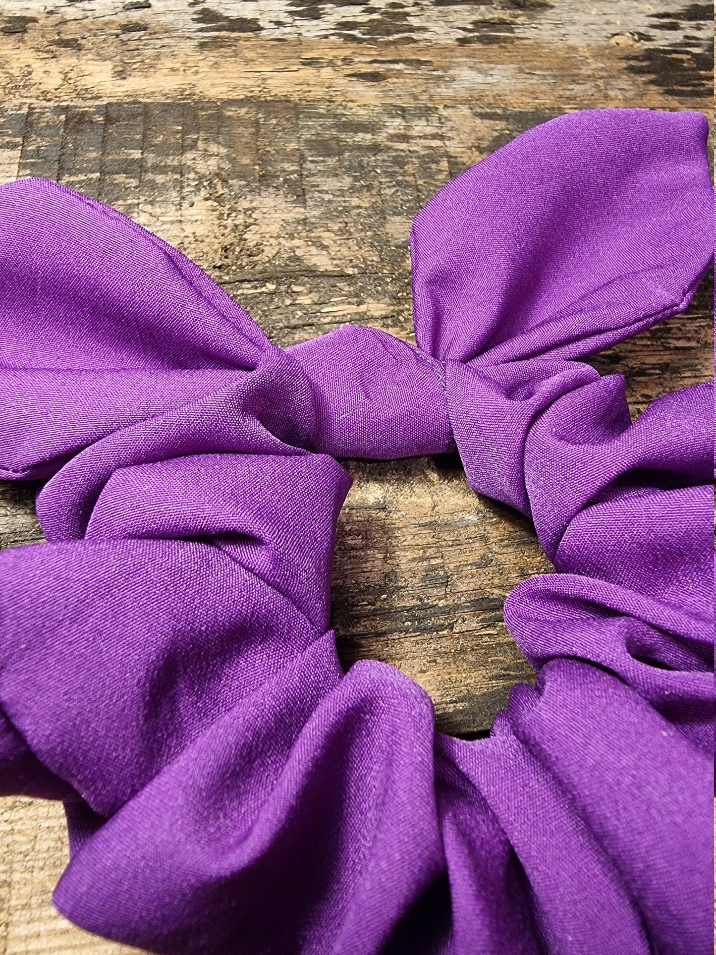 Bright Royal Purple Super Soft Crepe Bow Scrunchie | Removeable Bow