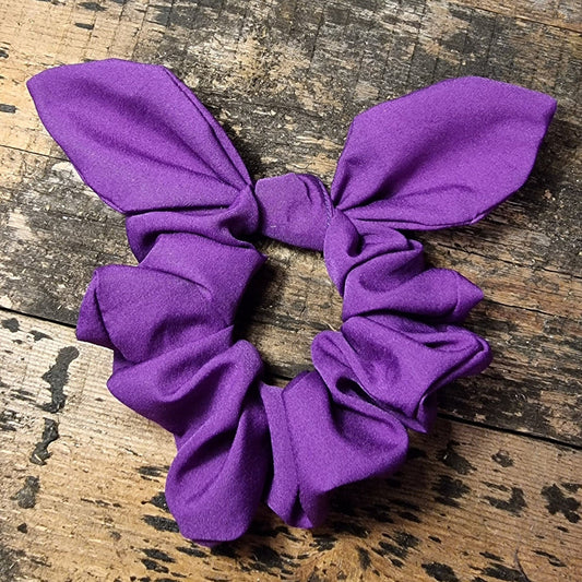 Bright Royal Purple Super Soft Crepe Bow Scrunchie | Removeable Bow