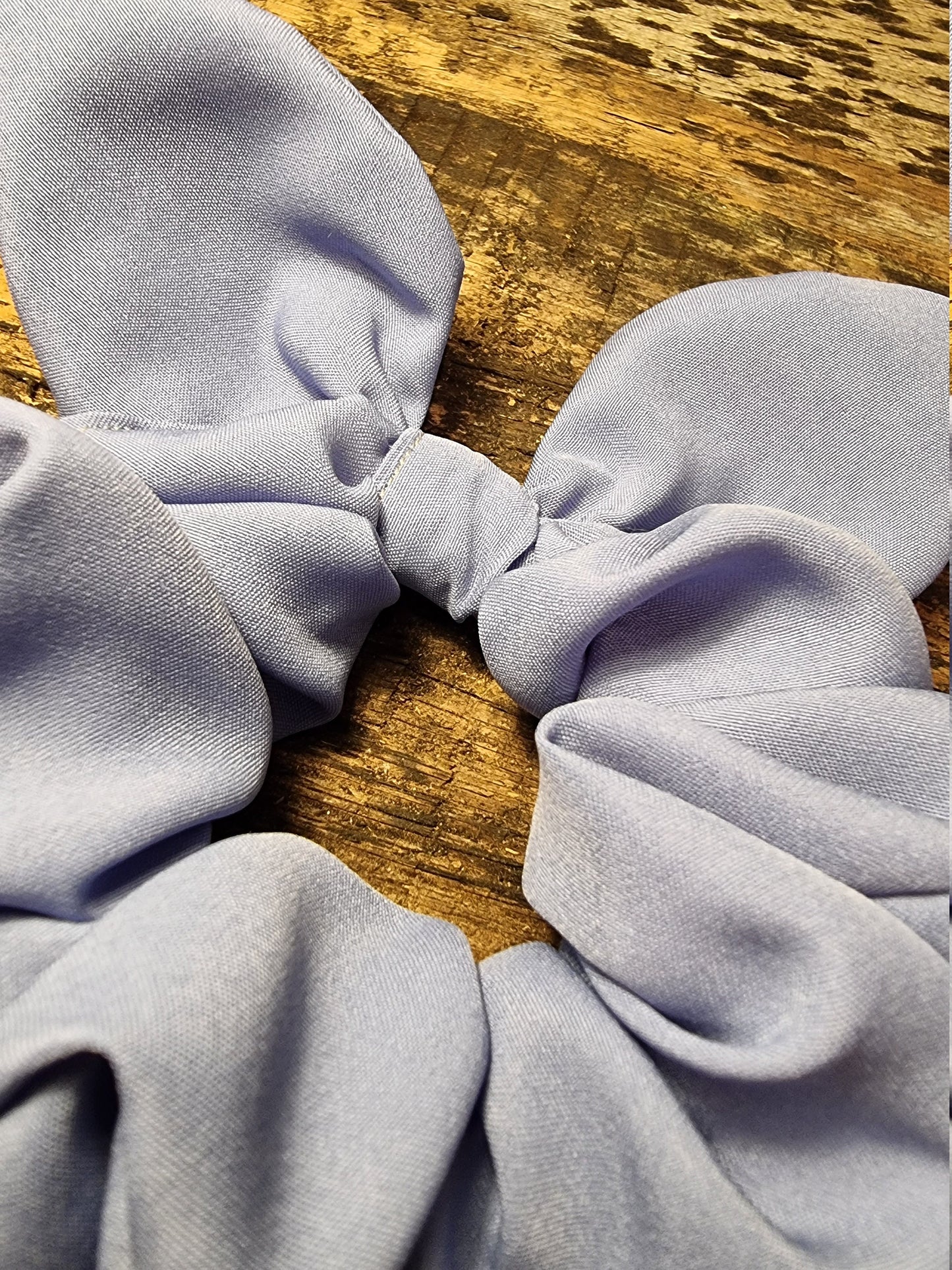 Pale China Blue Super Soft Crepe Bow Scrunchie | Removeable Bow