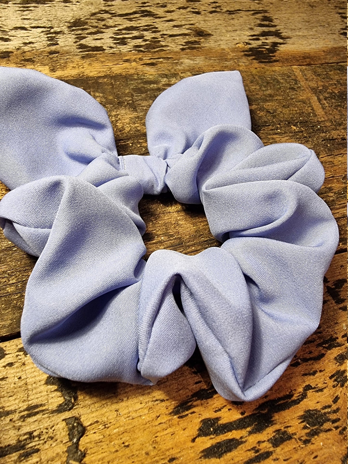 Pale China Blue Super Soft Crepe Bow Scrunchie | Removeable Bow