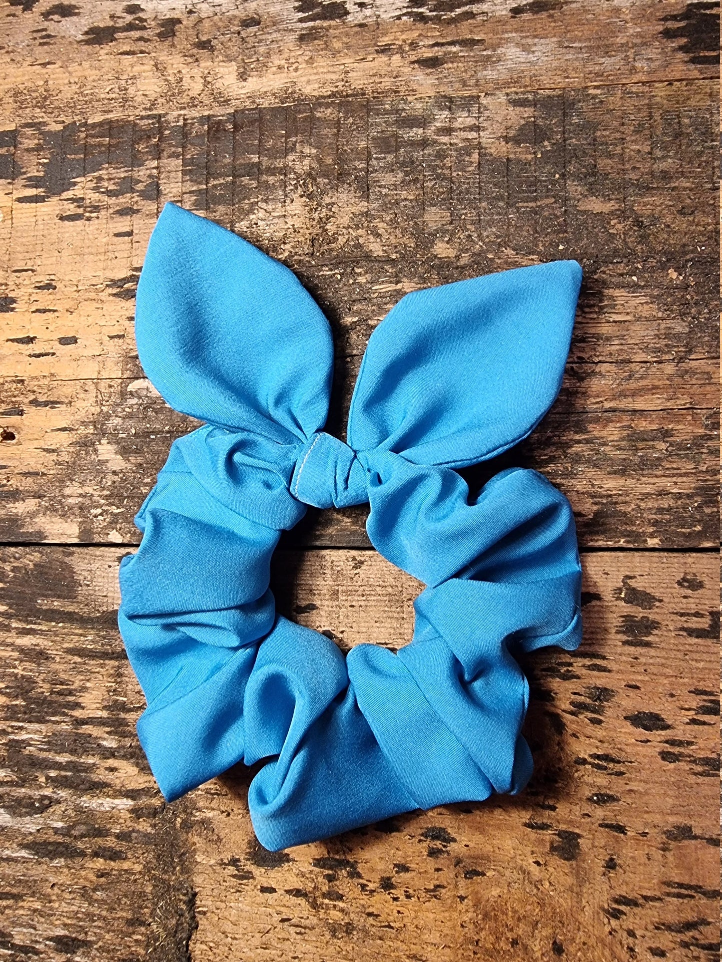 Bright Turquoise Blue Super Soft Crepe Bow Scrunchie | Removeable Bow