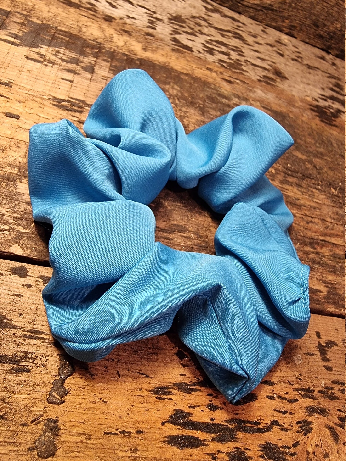 Bright Turquoise Blue Super Soft Crepe Bow Scrunchie | Removeable Bow