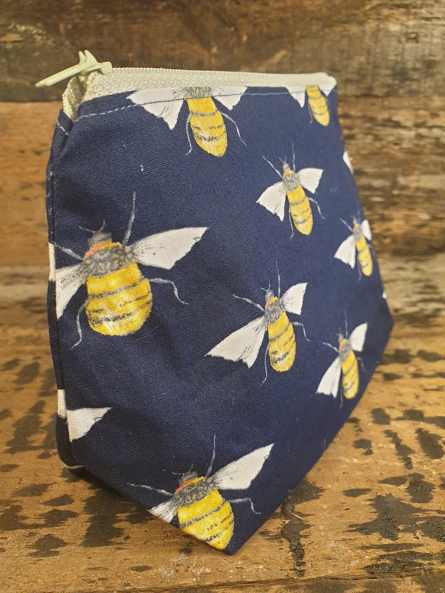 Navy Bumble Bee Pouch Bag | Small Makeup Bag