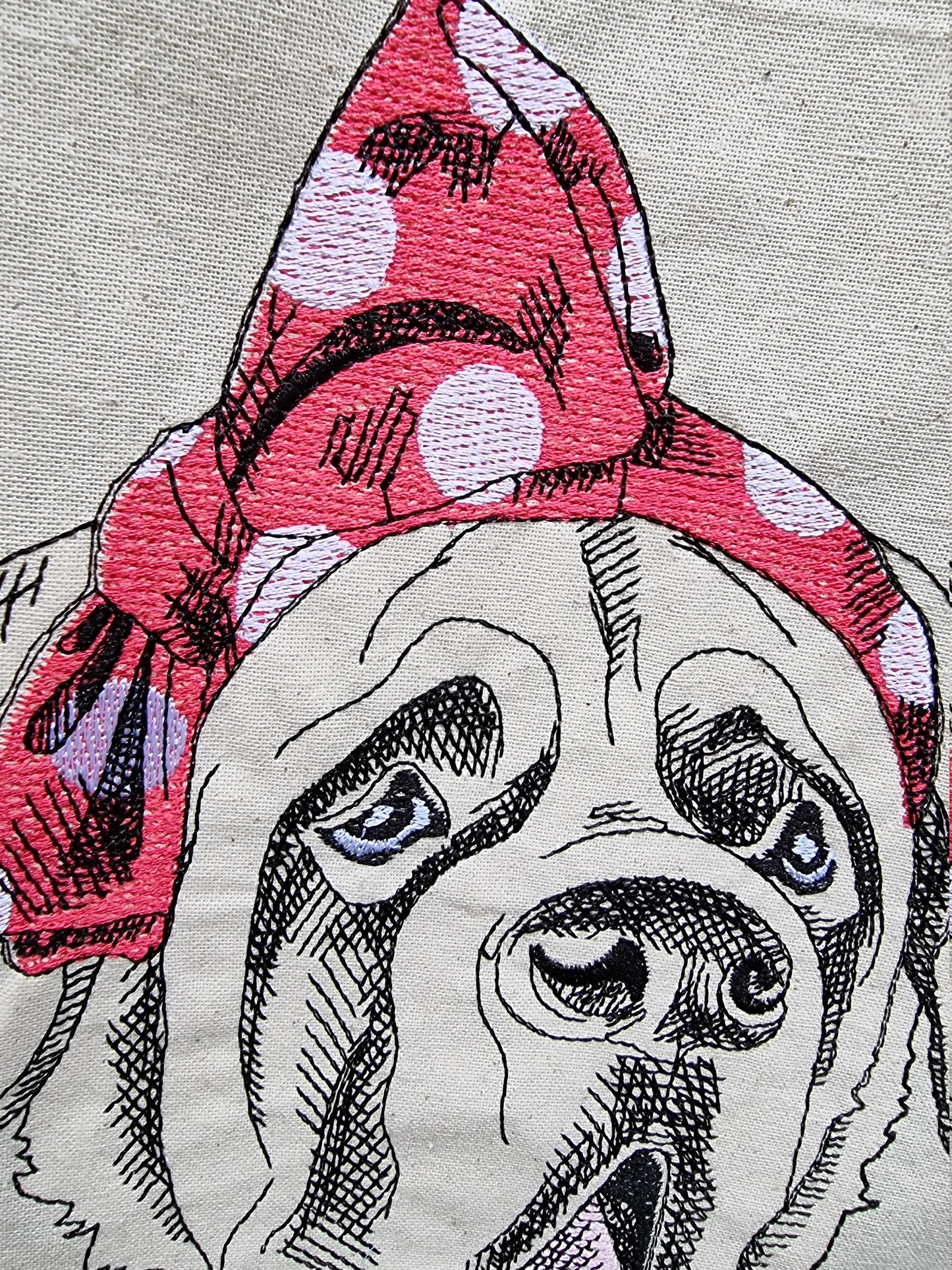 St Bernard Dog in Bandana Embroidered Tote Bag