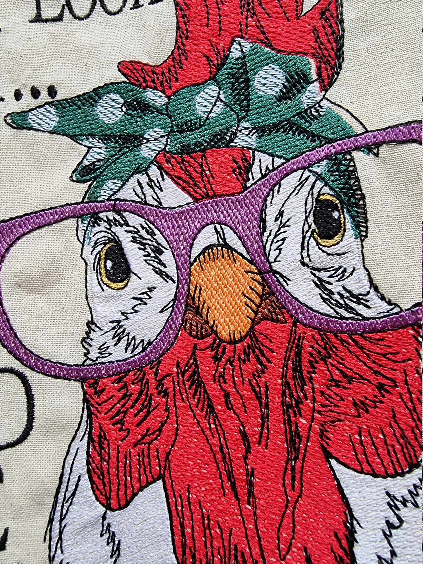 Humorous Chicken Embroidered Tote Bag