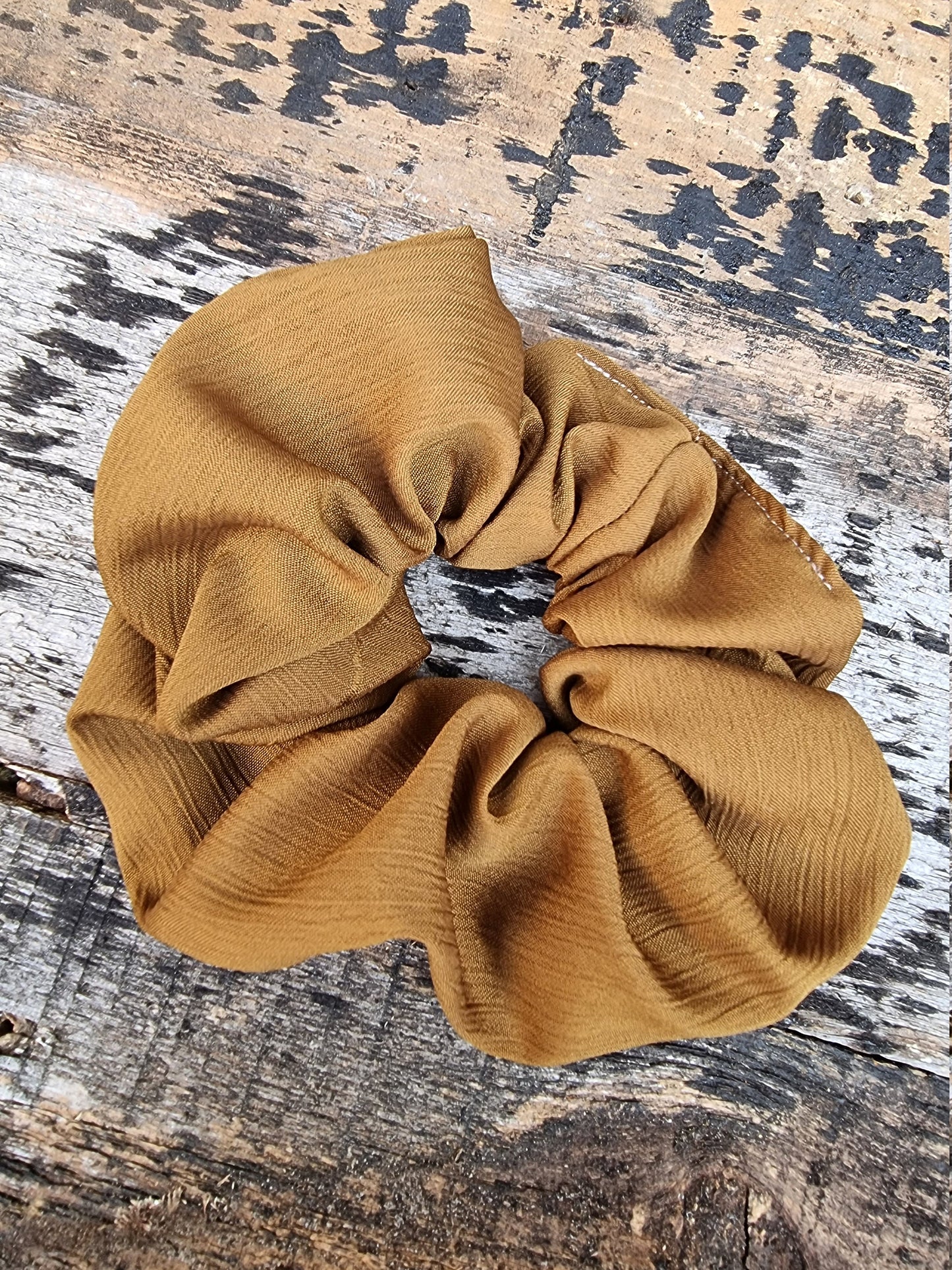 Dark Mustard Crinkle Crepe Scrunchie | Hair Tie