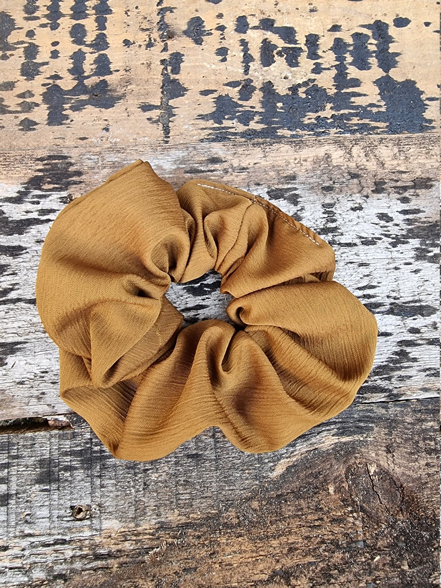 Dark Mustard Crinkle Crepe Scrunchie | Hair Tie