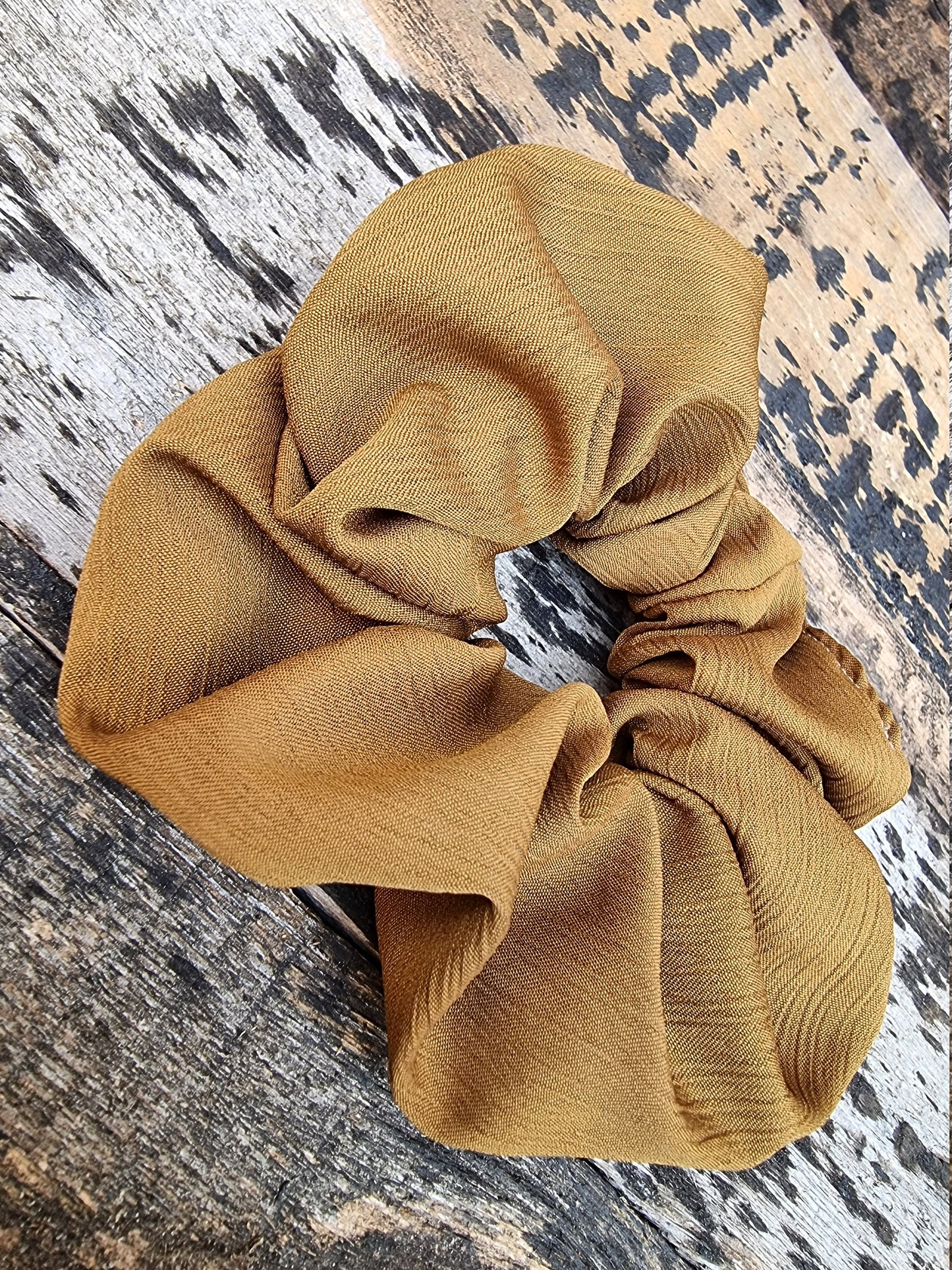 Dark Mustard Crinkle Crepe Scrunchie | Hair Tie