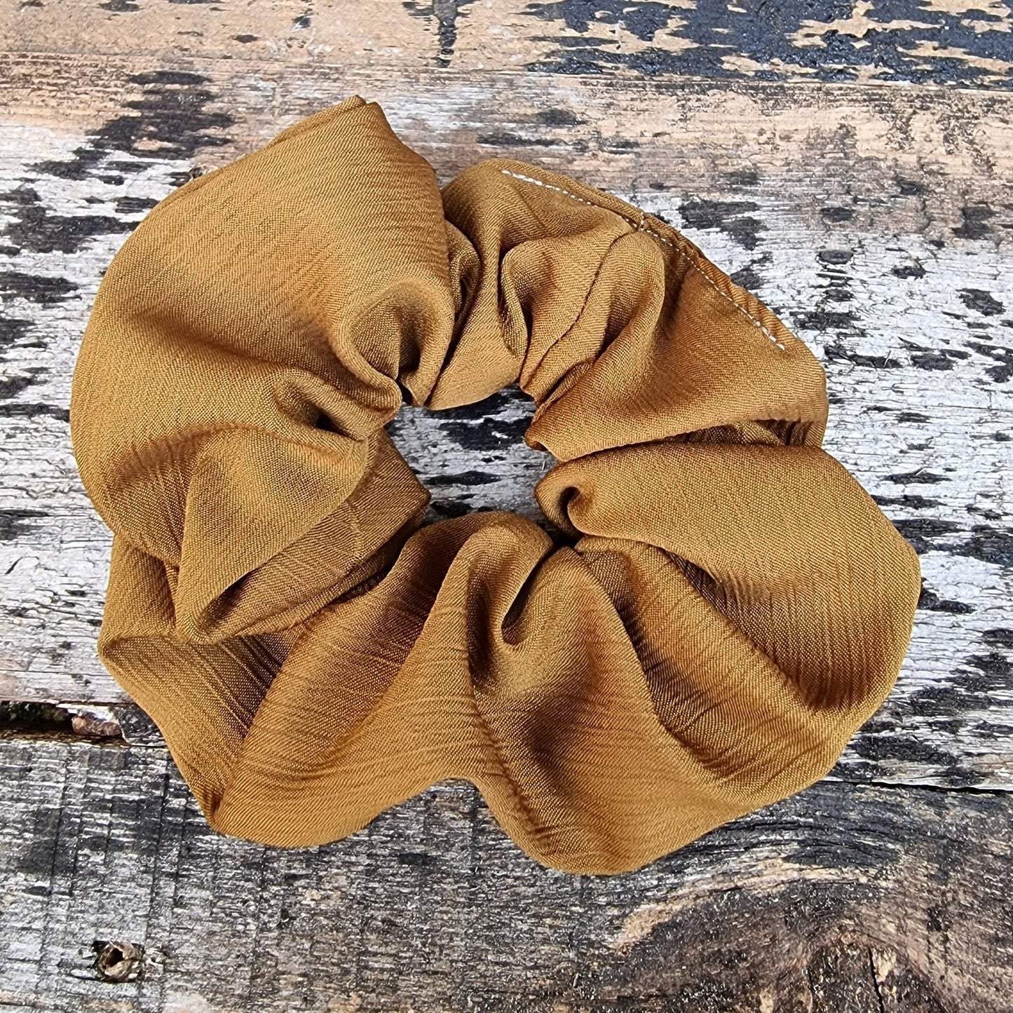 Dark Mustard Crinkle Crepe Scrunchie | Hair Tie