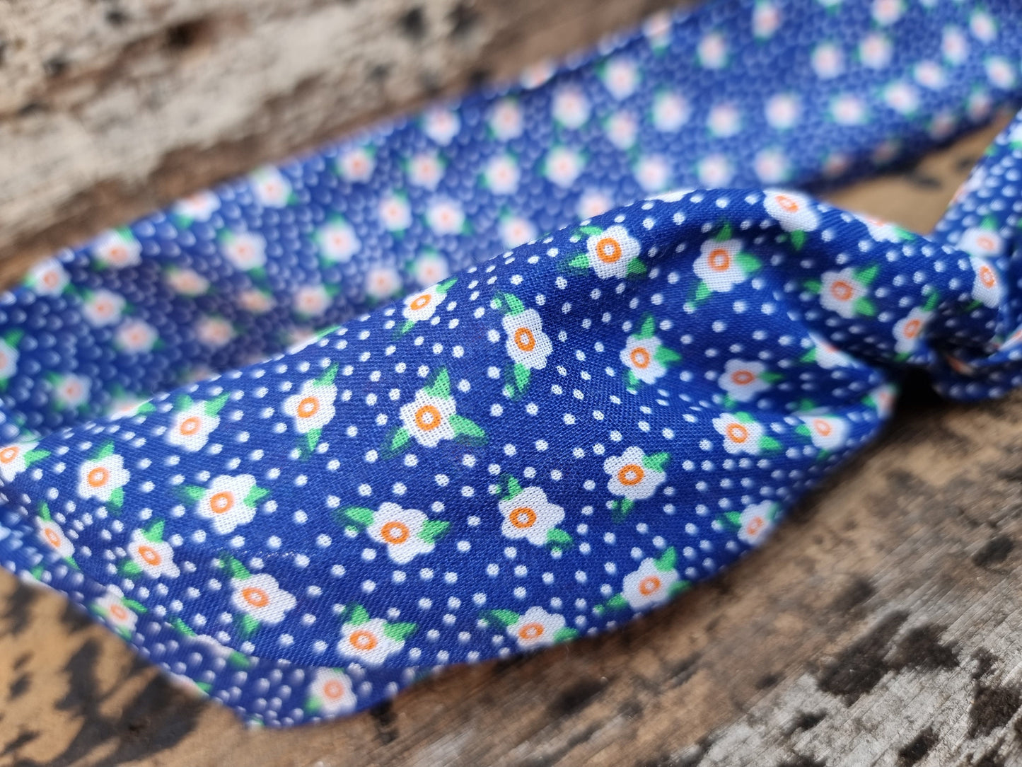 Dark Blue Mini Daisies and Dots Wired Headband