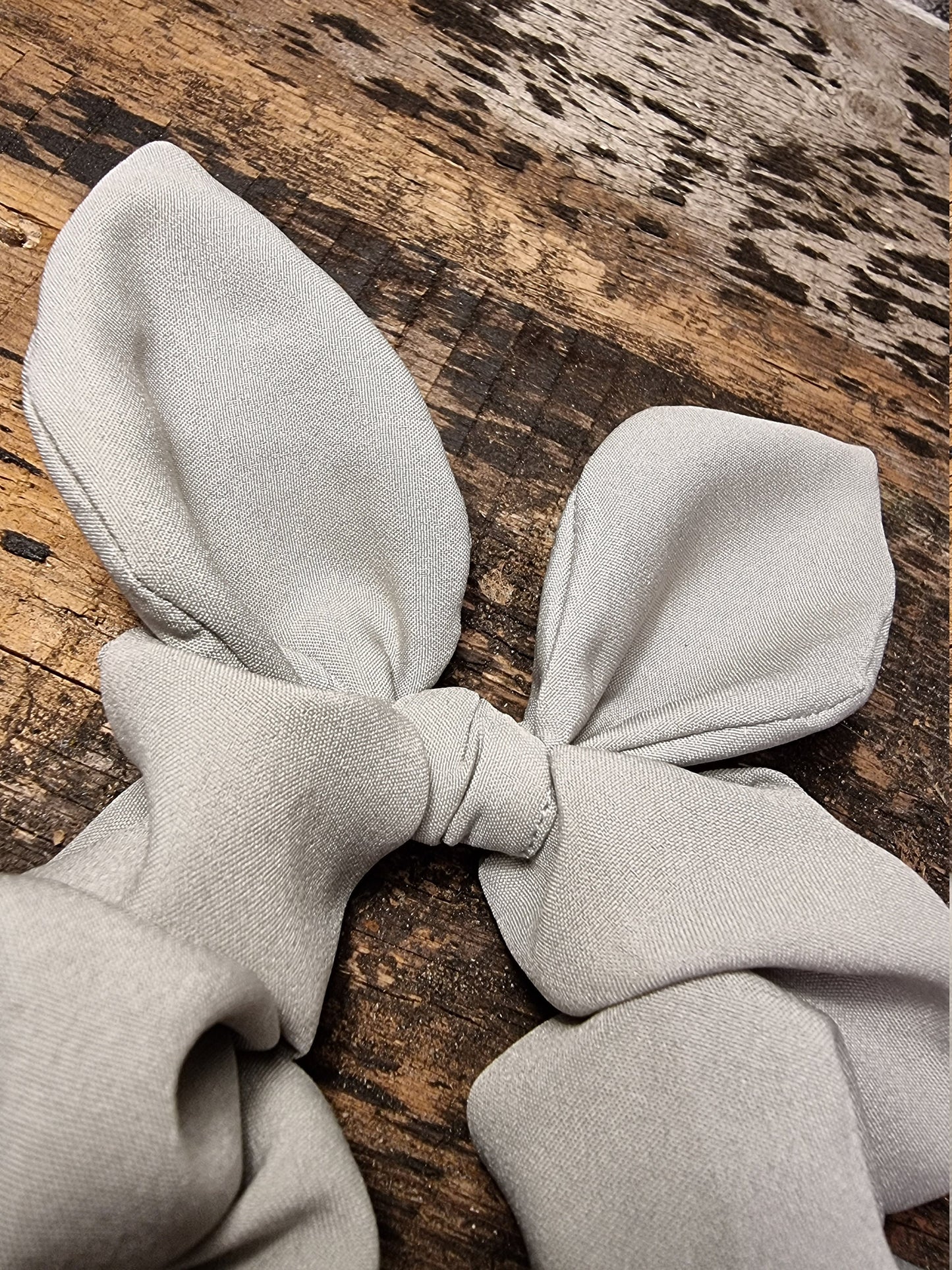 Light Grey Super Soft Crepe Bow Scrunchie | Removeable Bow