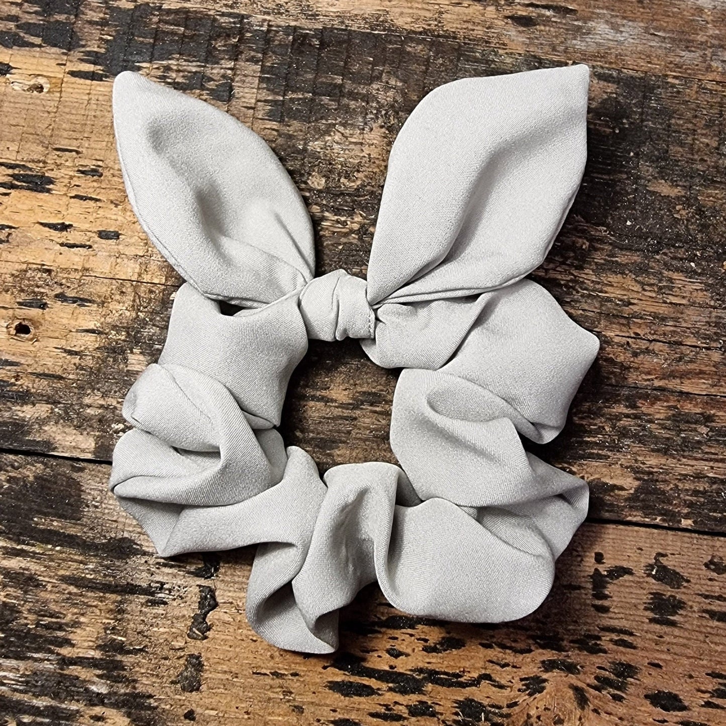 Light Grey Super Soft Crepe Bow Scrunchie | Removeable Bow