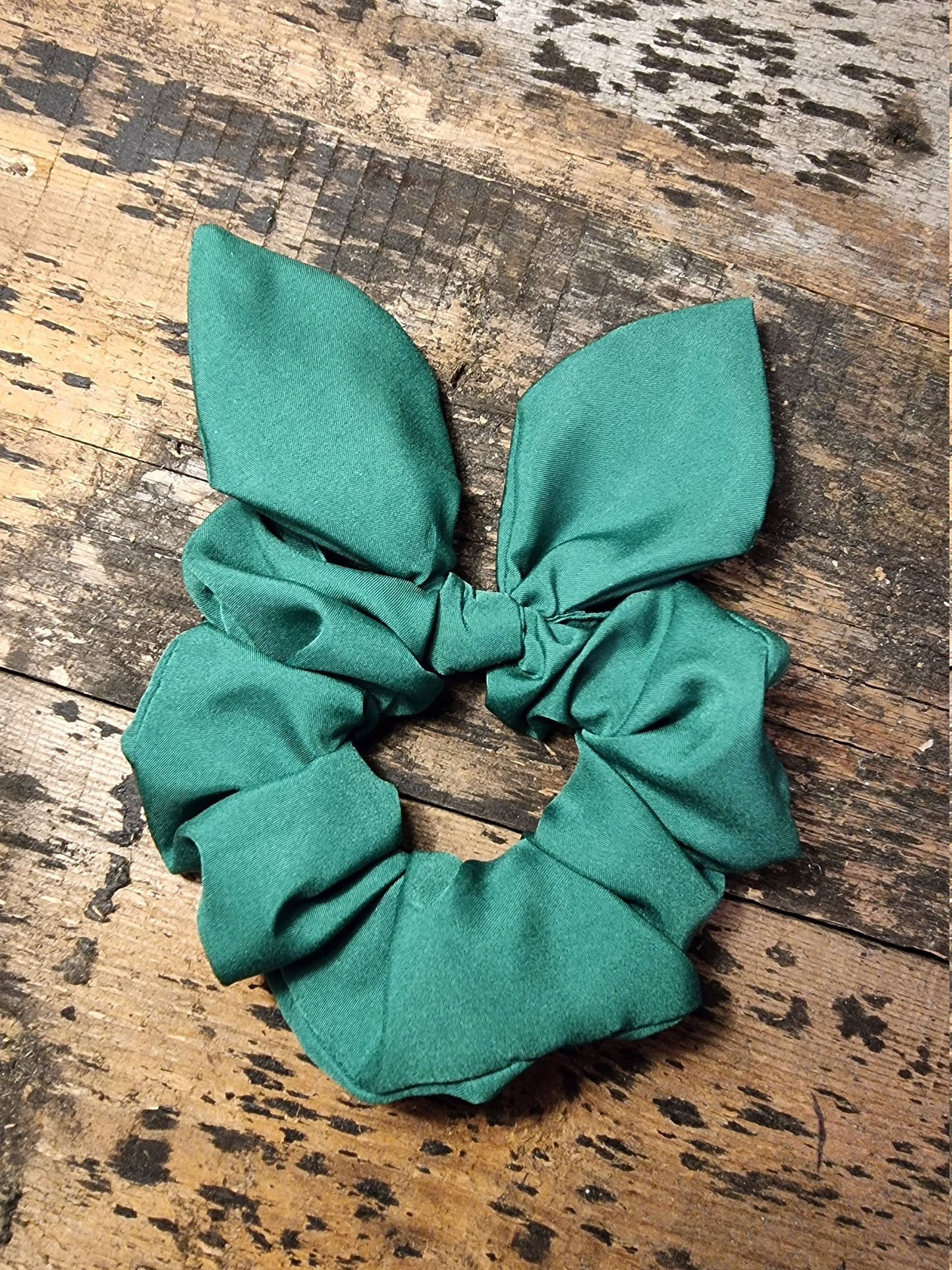 Forest Green Super Soft Crepe Bow Scrunchie |  Removeable Bow