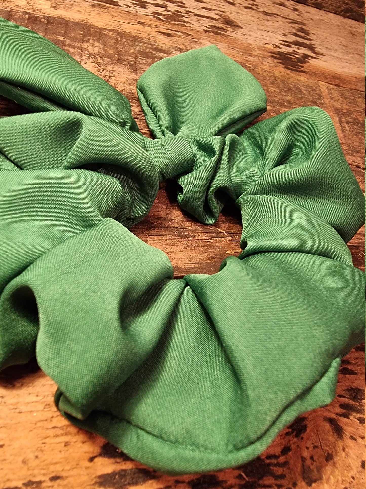 Forest Green Super Soft Crepe Bow Scrunchie |  Removeable Bow