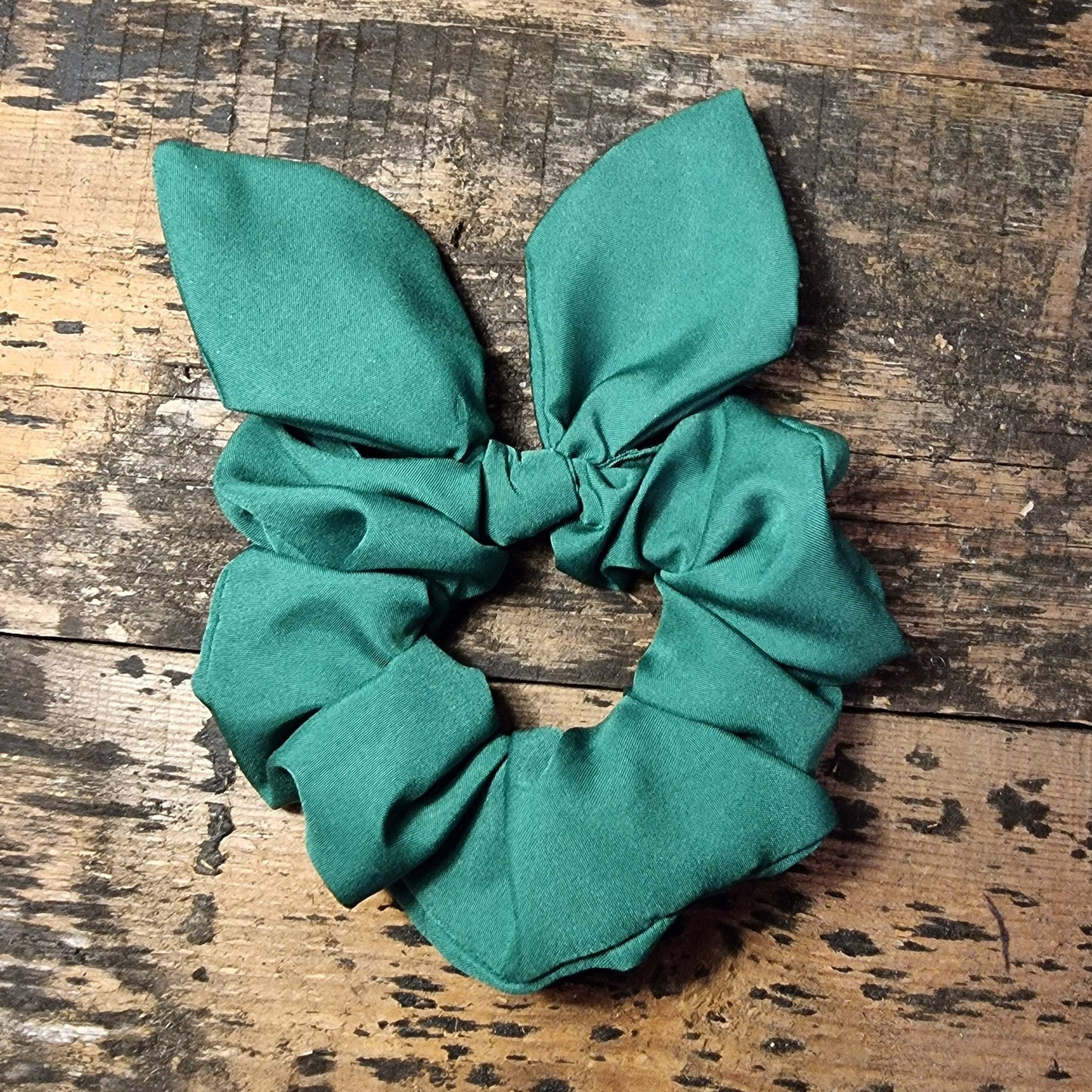 Forest Green Super Soft Crepe Bow Scrunchie |  Removeable Bow