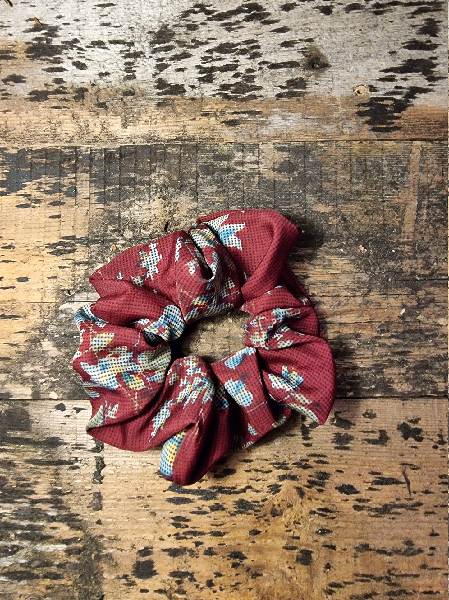 Maroon Floral Tapestry Look Super Soft Crepe Scrunchie | Hair Tie