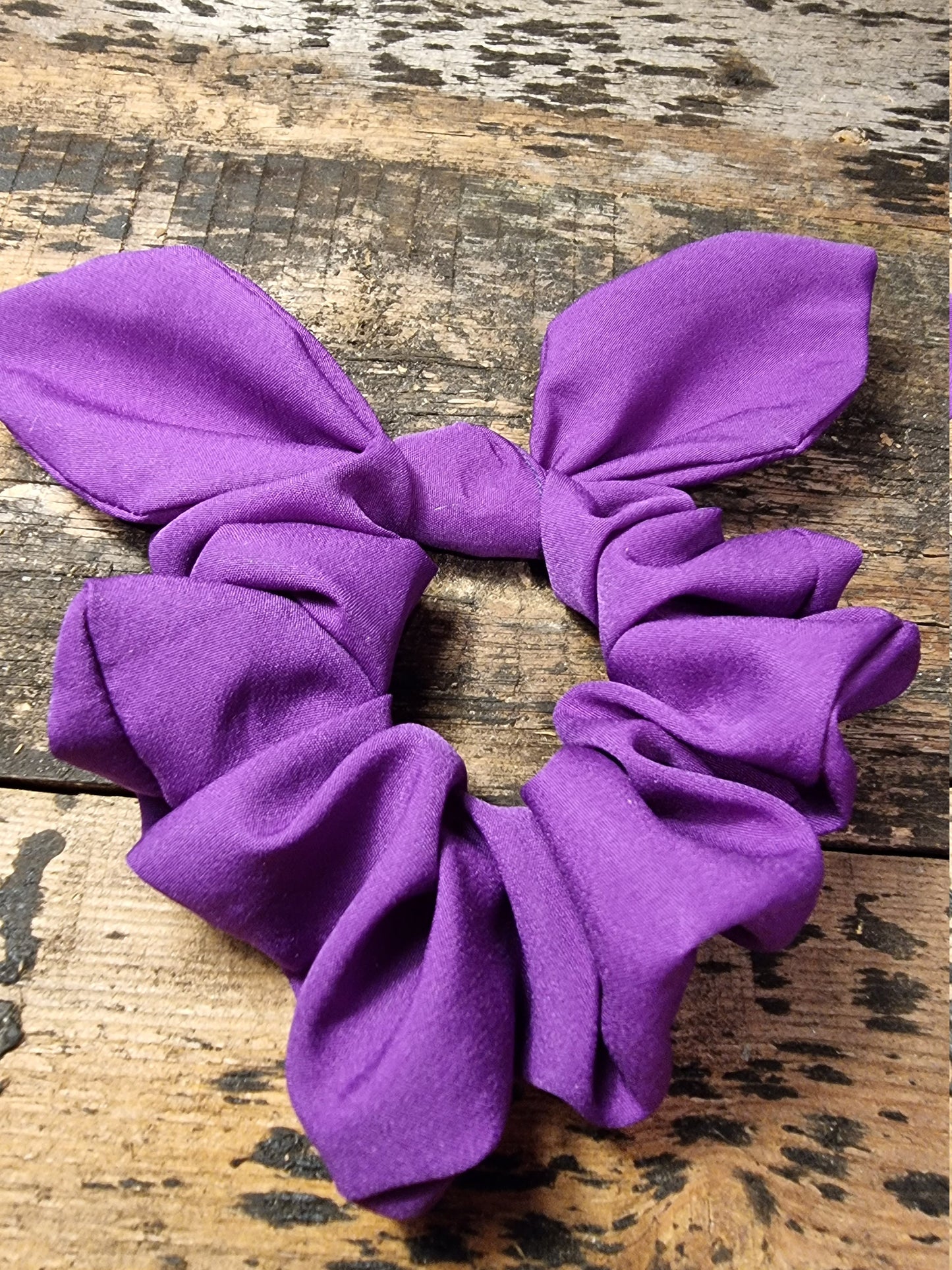 Bright Royal Purple Super Soft Crepe Bow Scrunchie | Removeable Bow