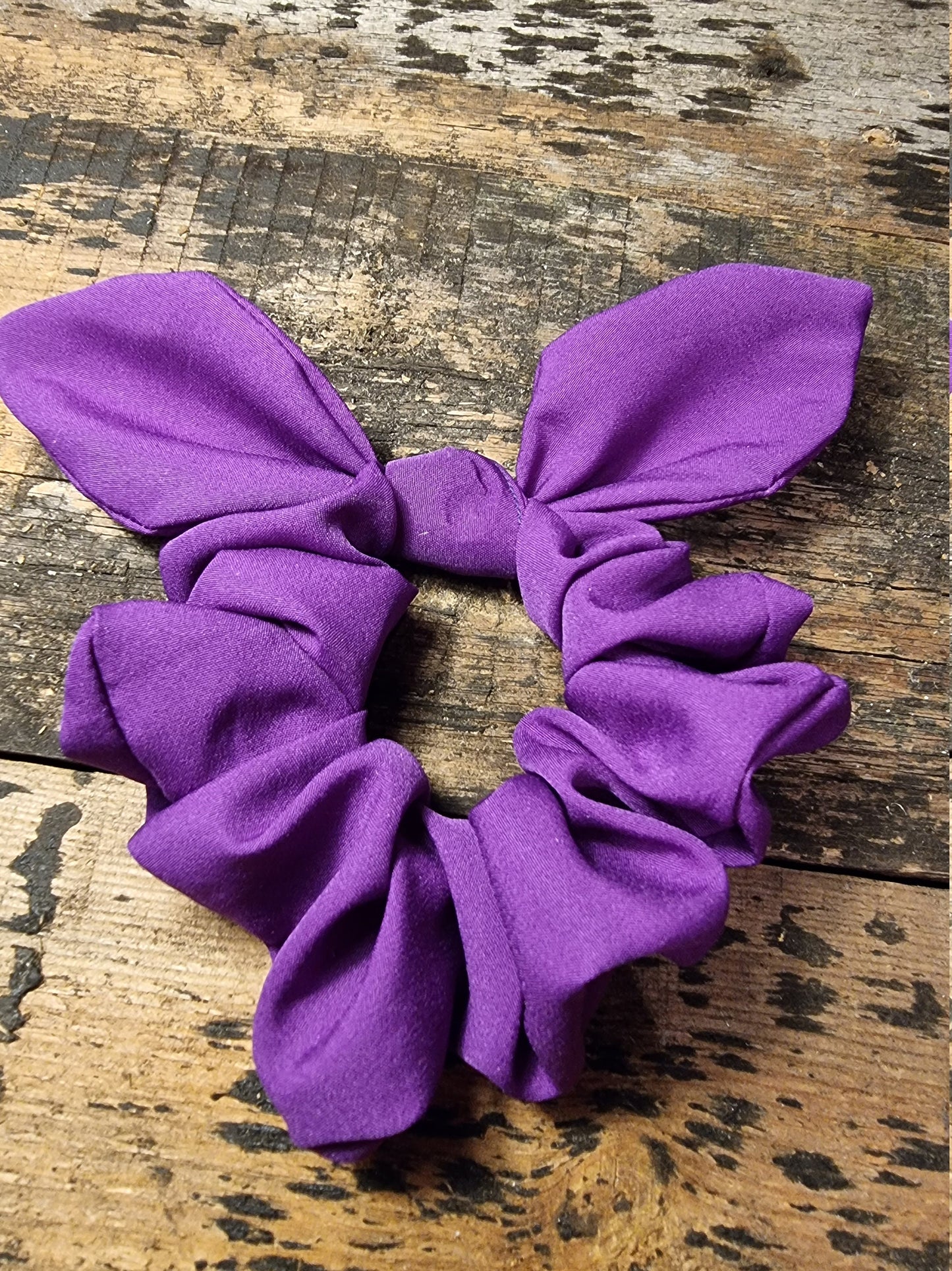 Bright Royal Purple Super Soft Crepe Bow Scrunchie | Removeable Bow