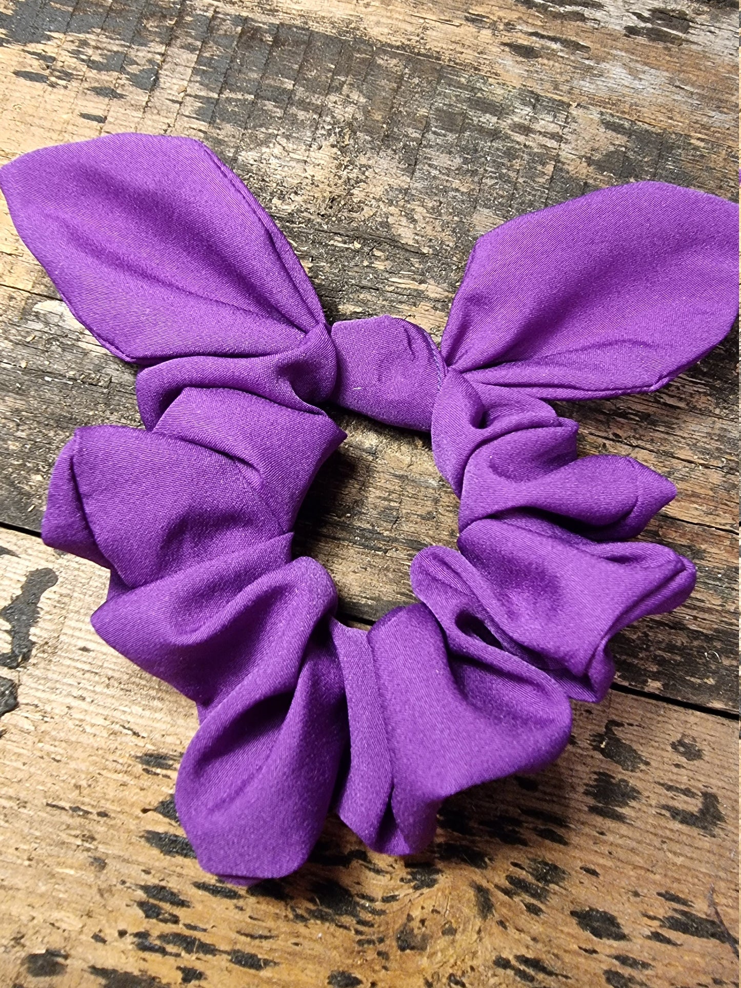 Bright Royal Purple Super Soft Crepe Bow Scrunchie | Removeable Bow