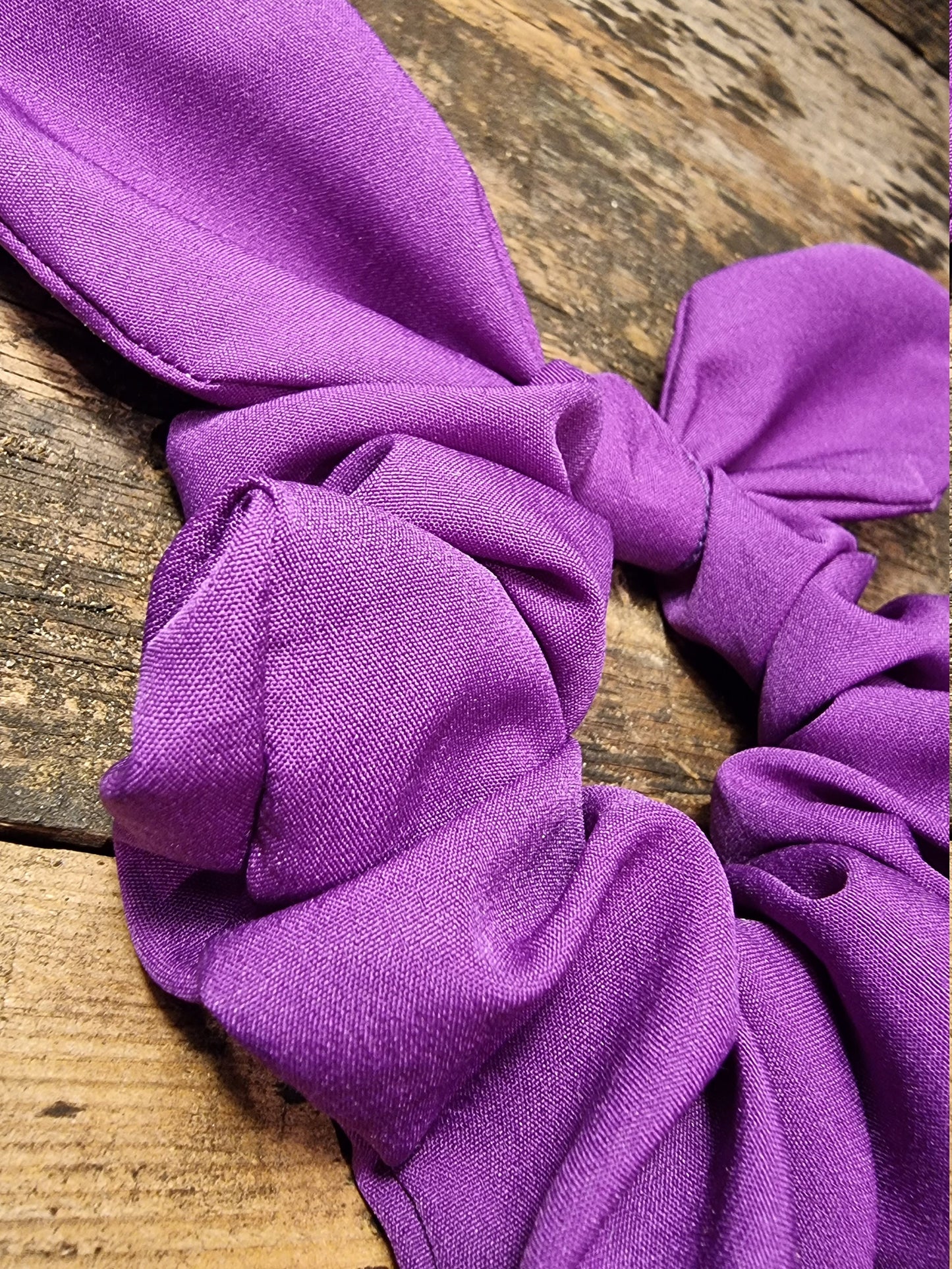 Bright Royal Purple Super Soft Crepe Bow Scrunchie | Removeable Bow