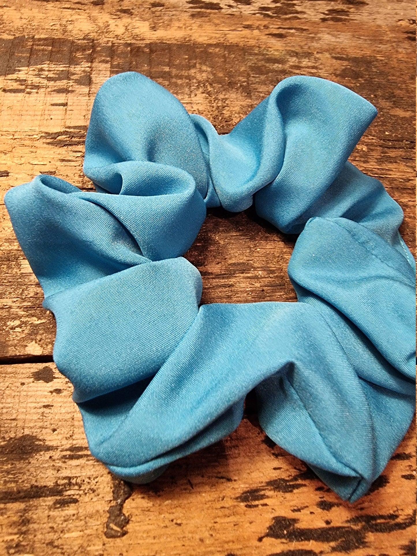 Bright Turquoise Blue Super Soft Crepe Bow Scrunchie | Removeable Bow