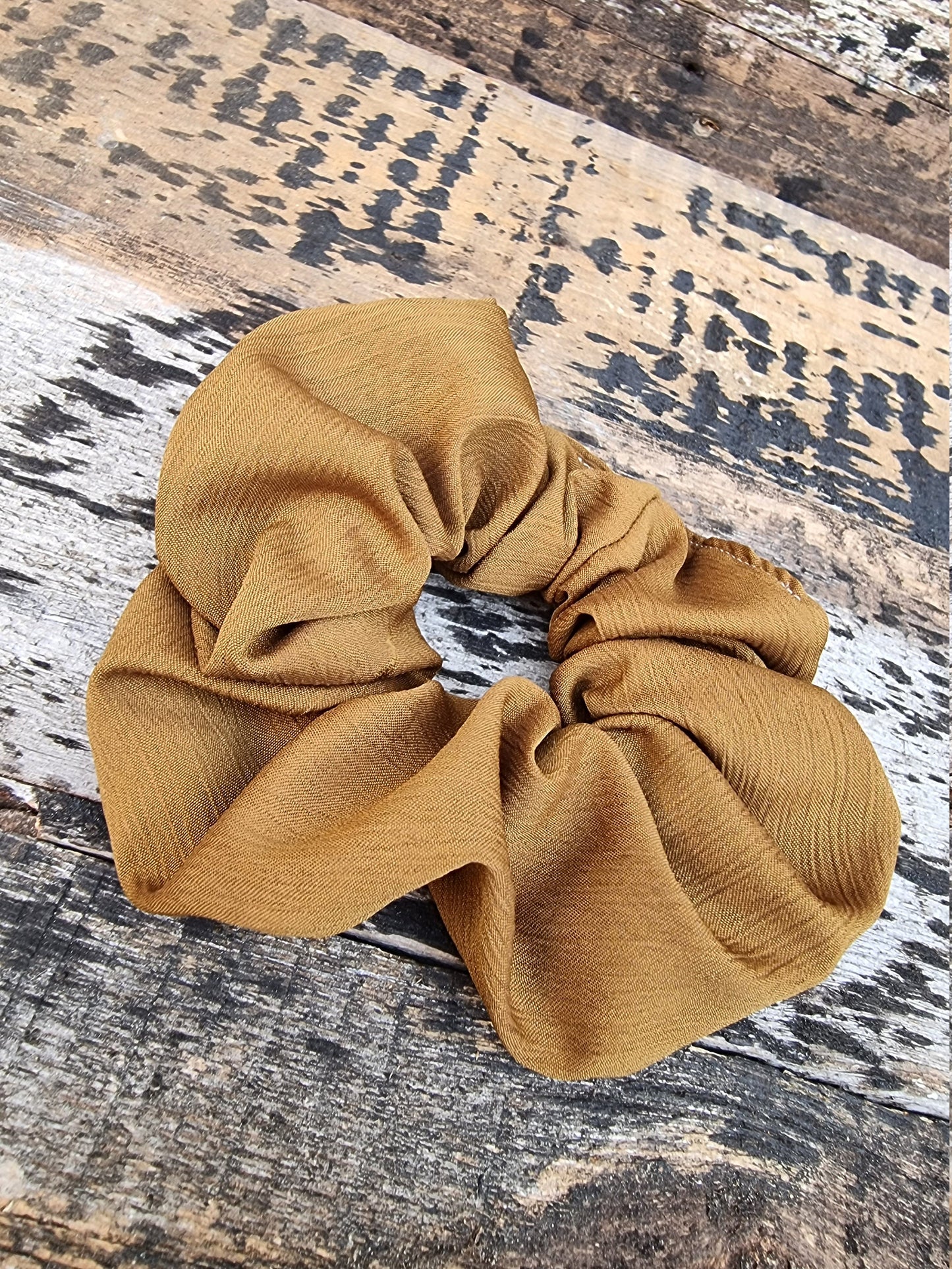 Dark Mustard Crinkle Crepe Scrunchie | Hair Tie