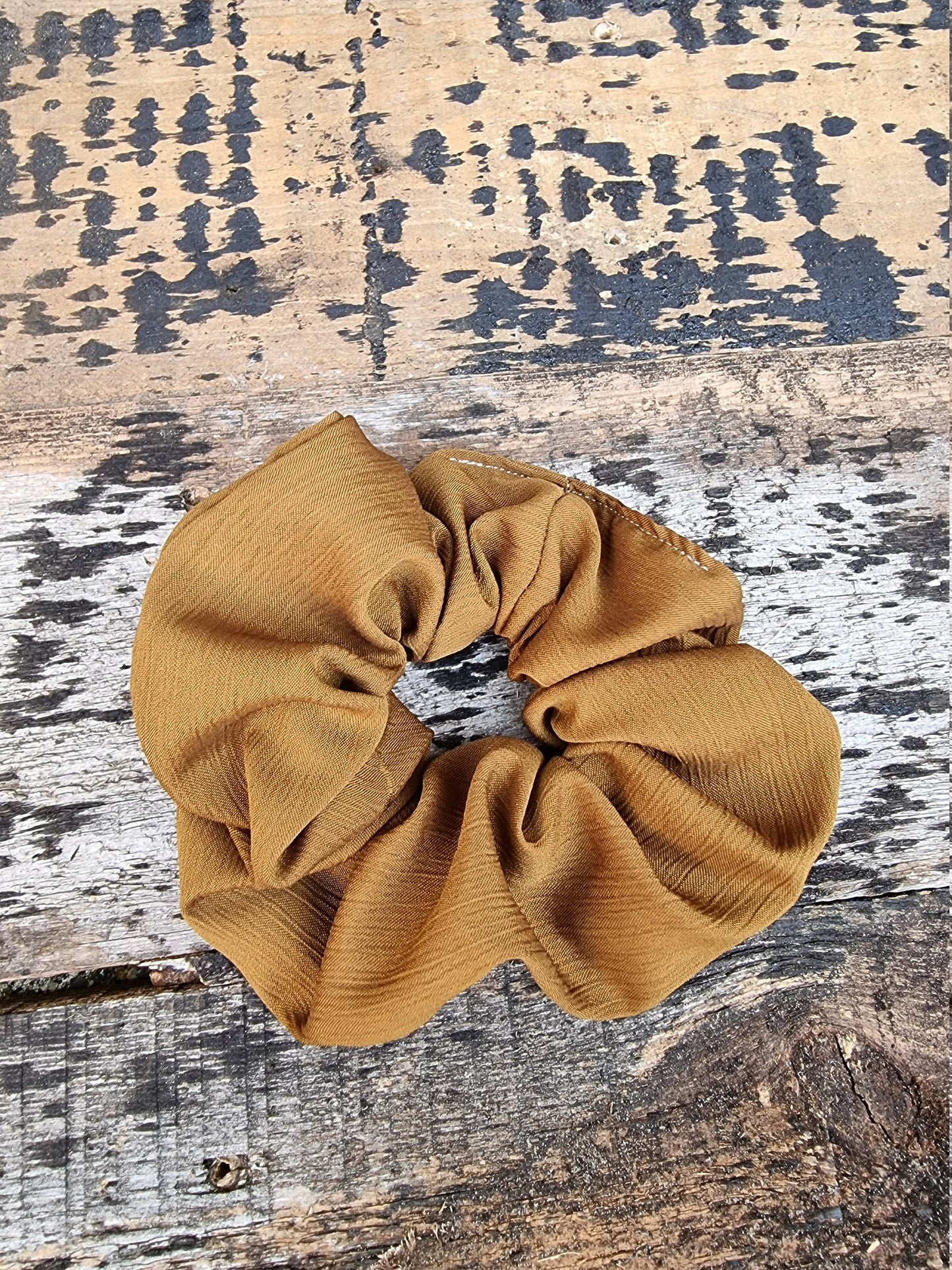 Dark Mustard Crinkle Crepe Scrunchie | Hair Tie