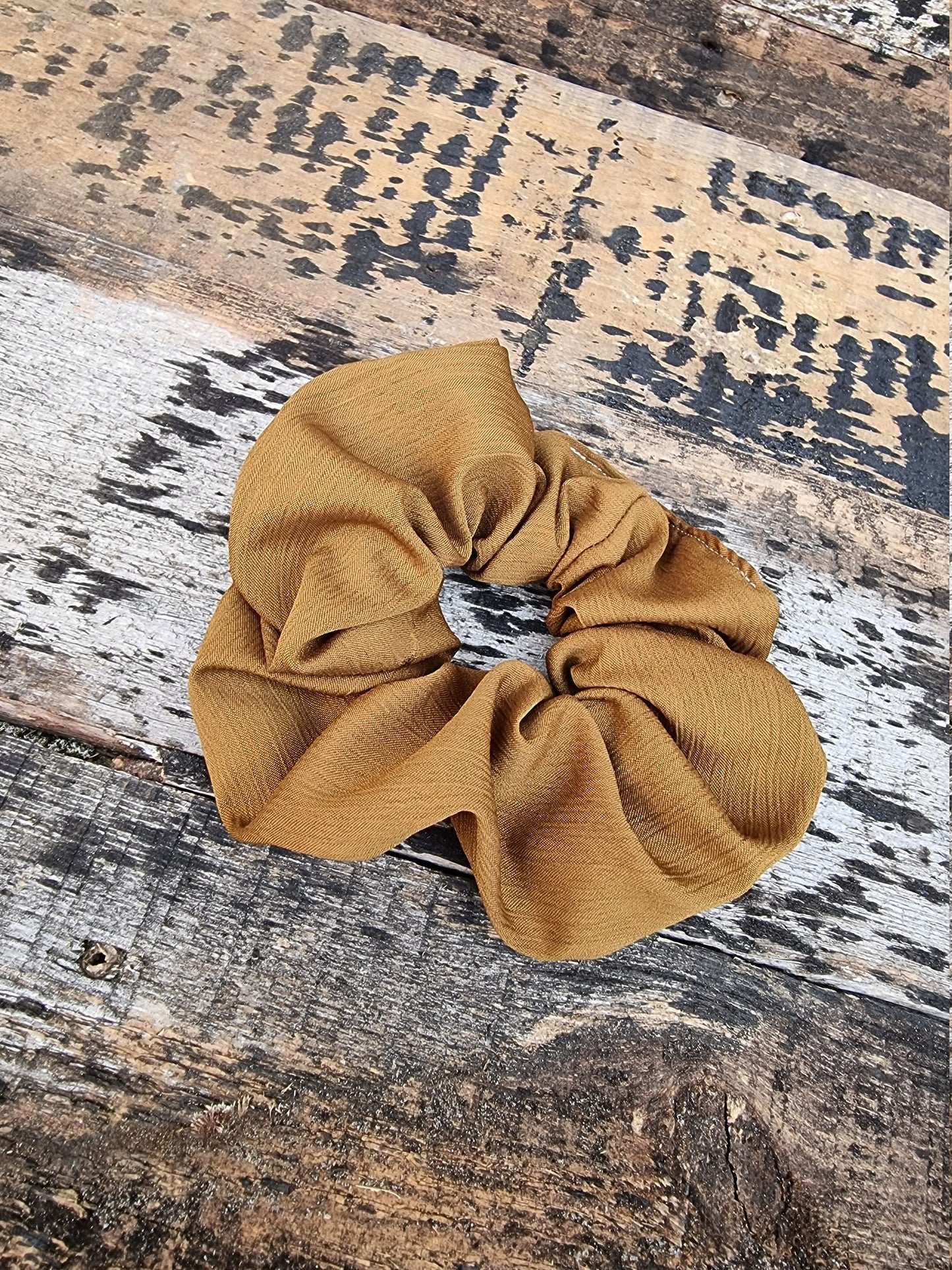 Dark Mustard Crinkle Crepe Scrunchie | Hair Tie