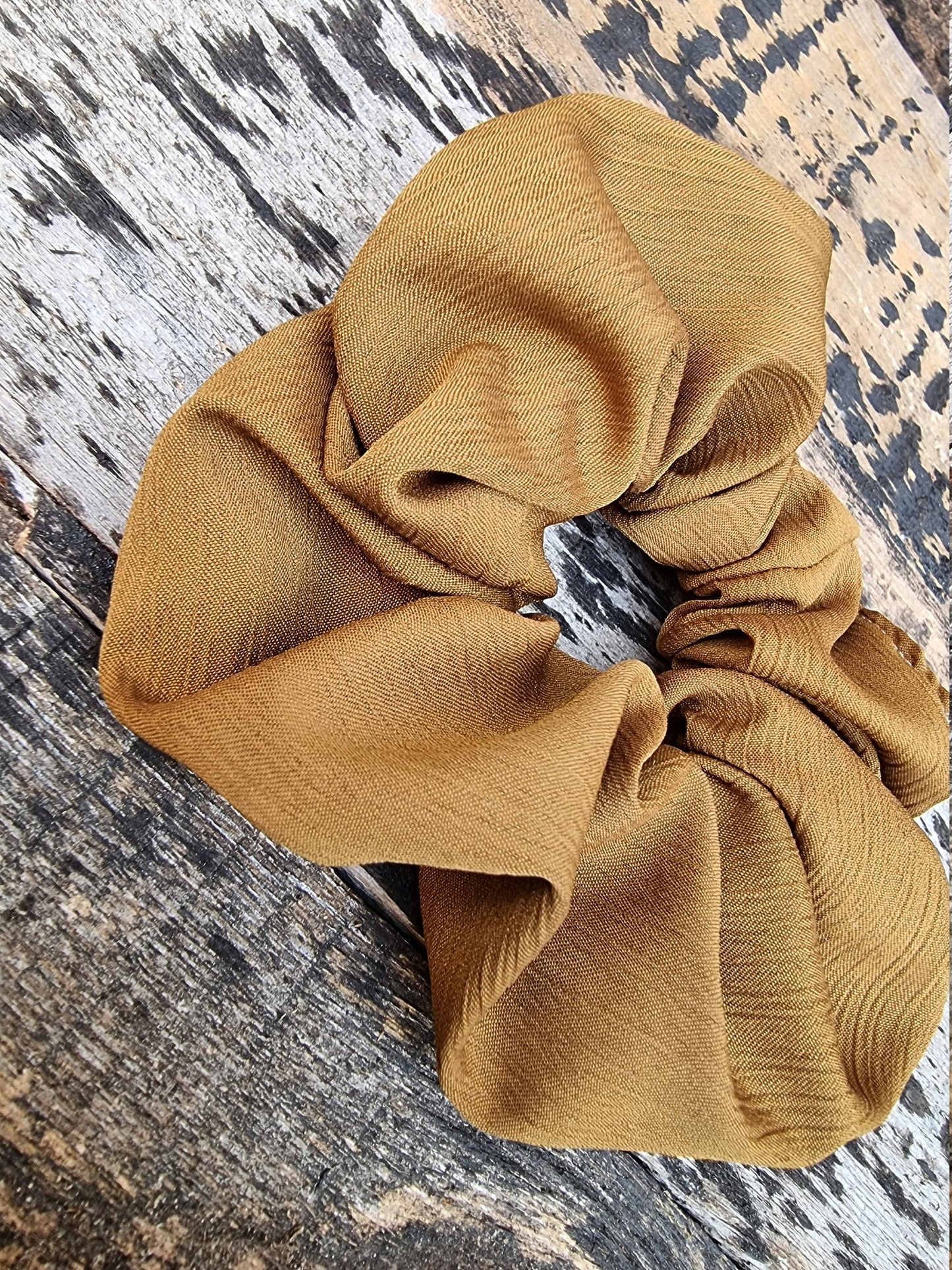 Dark Mustard Crinkle Crepe Scrunchie | Hair Tie