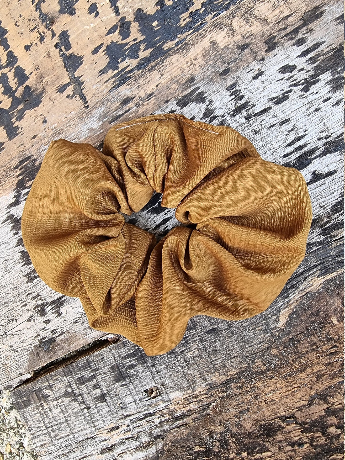 Dark Mustard Crinkle Crepe Scrunchie | Hair Tie