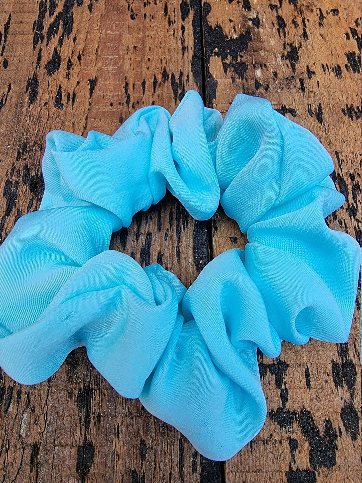 Soft Aqua Blue Crepe Scrunchie | Hair Tie