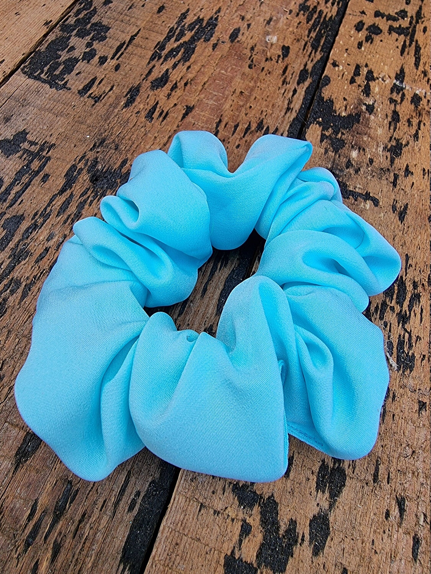 Soft Aqua Blue Crepe Scrunchie | Hair Tie