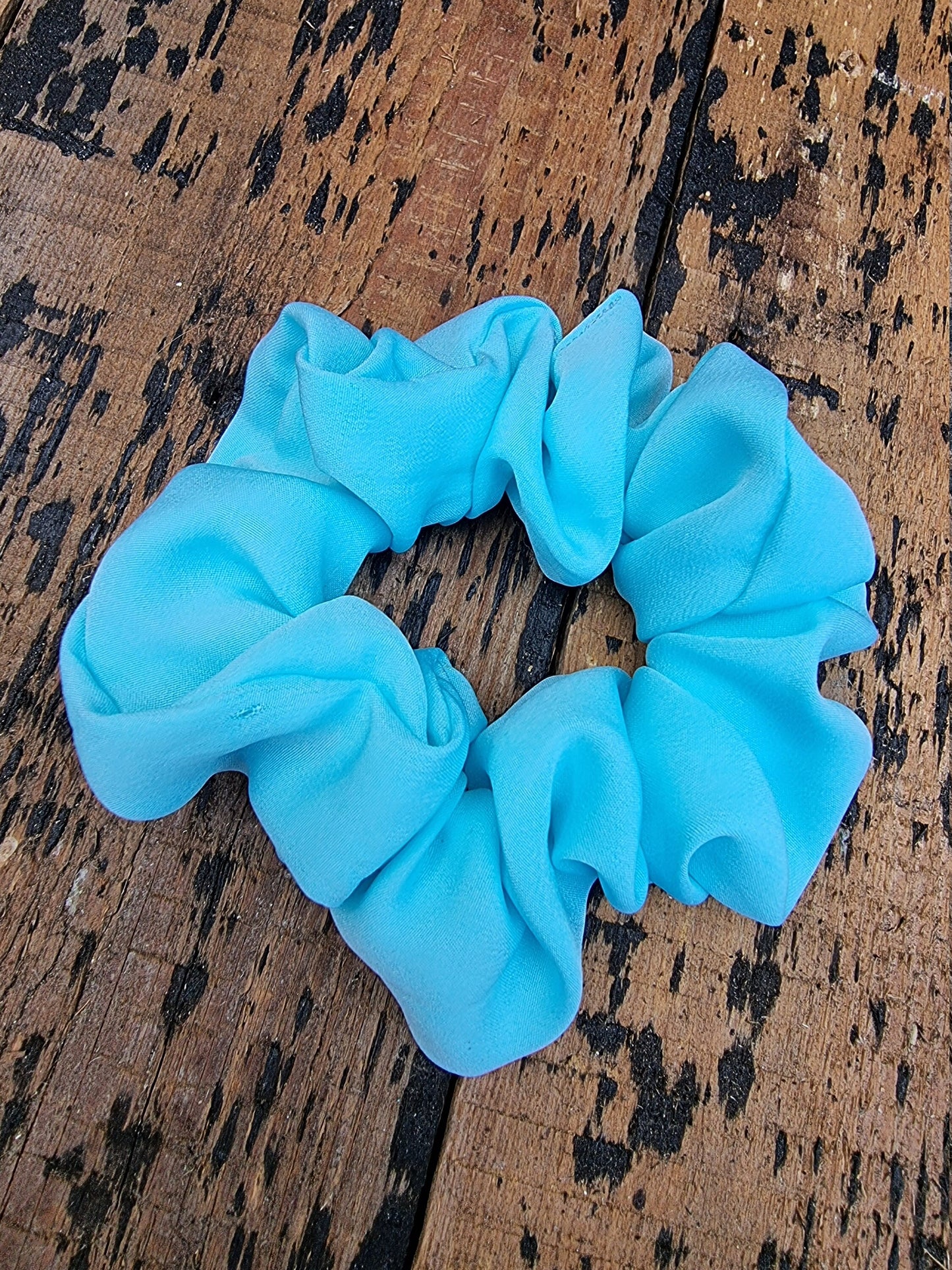 Soft Aqua Blue Crepe Scrunchie | Hair Tie