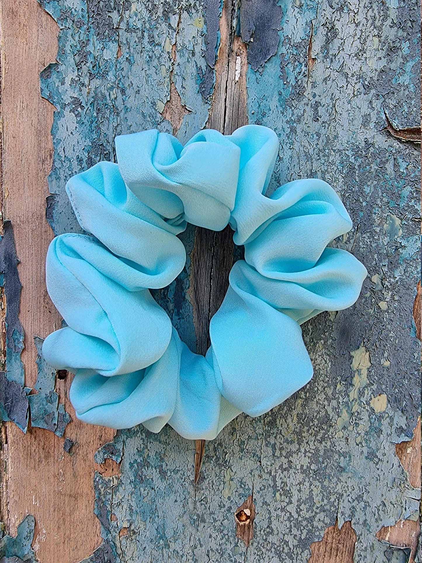 Soft Aqua Blue Crepe Scrunchie | Hair Tie