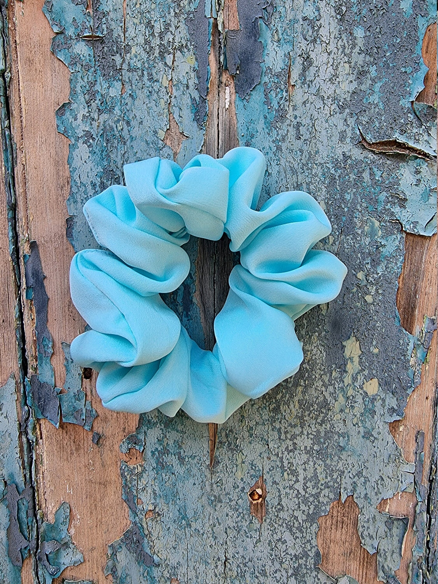 Soft Aqua Blue Crepe Scrunchie | Hair Tie