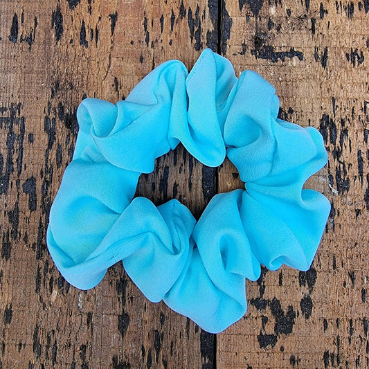 Soft Aqua Blue Crepe Scrunchie | Hair Tie