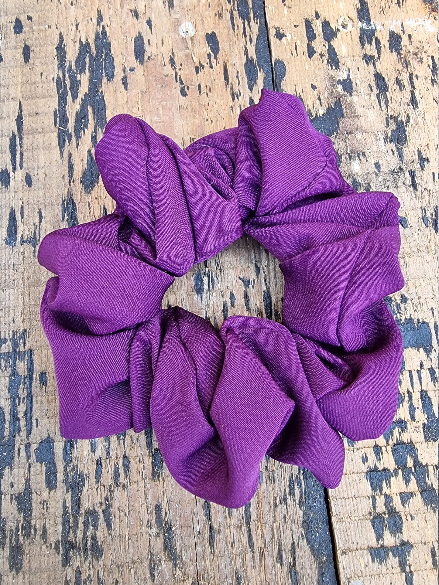 Soft Aubergine Purple Crepe Scrunchie | Hair Tie