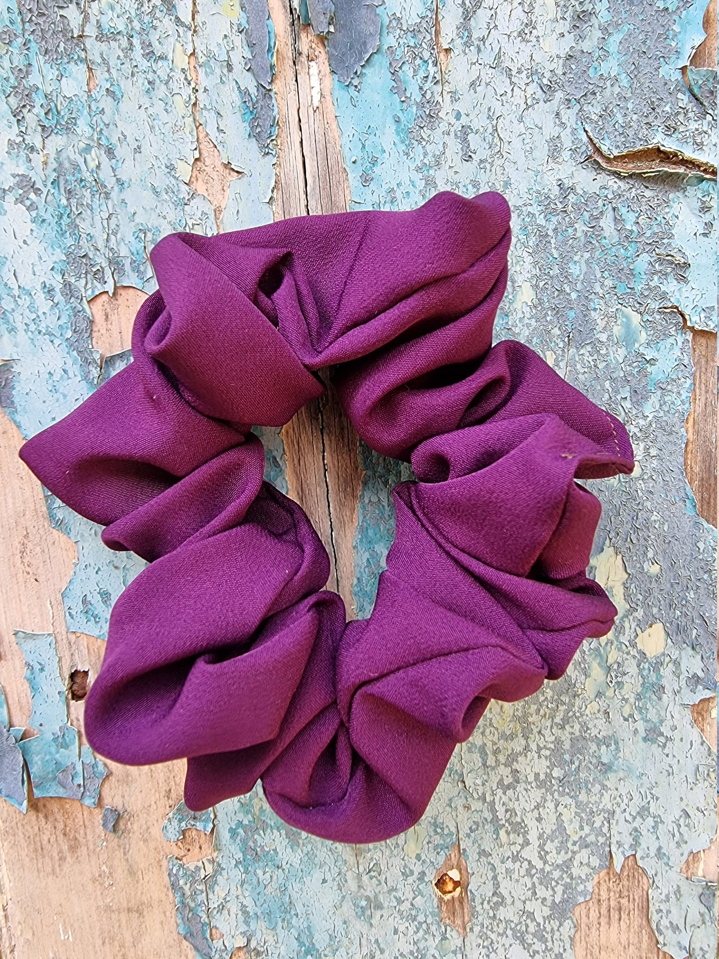 Soft Aubergine Purple Crepe Scrunchie | Hair Tie