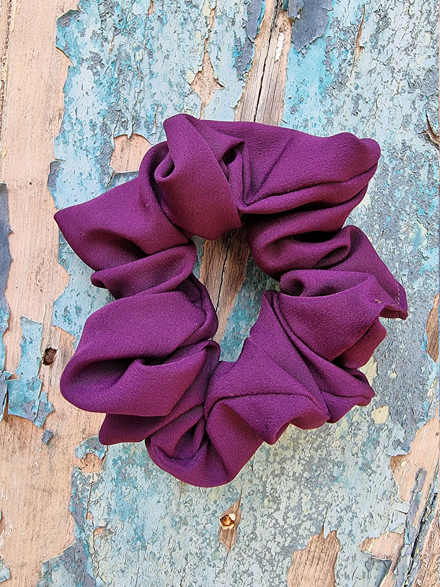 Soft Aubergine Purple Crepe Scrunchie | Hair Tie