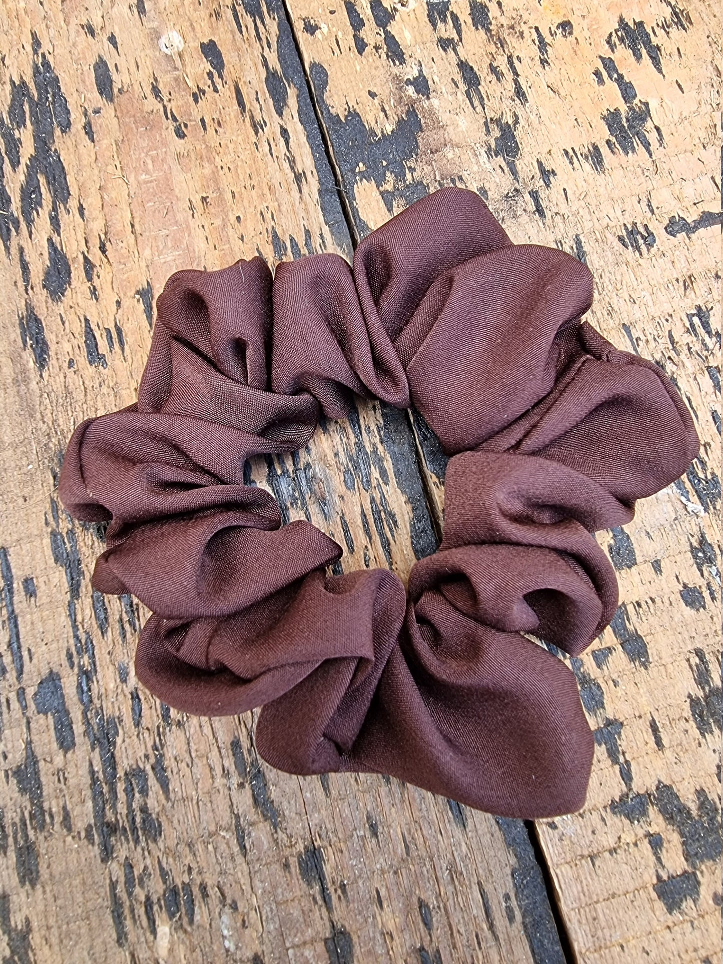 Soft Chocolate Brown Crepe Scrunchie | Hair Tie