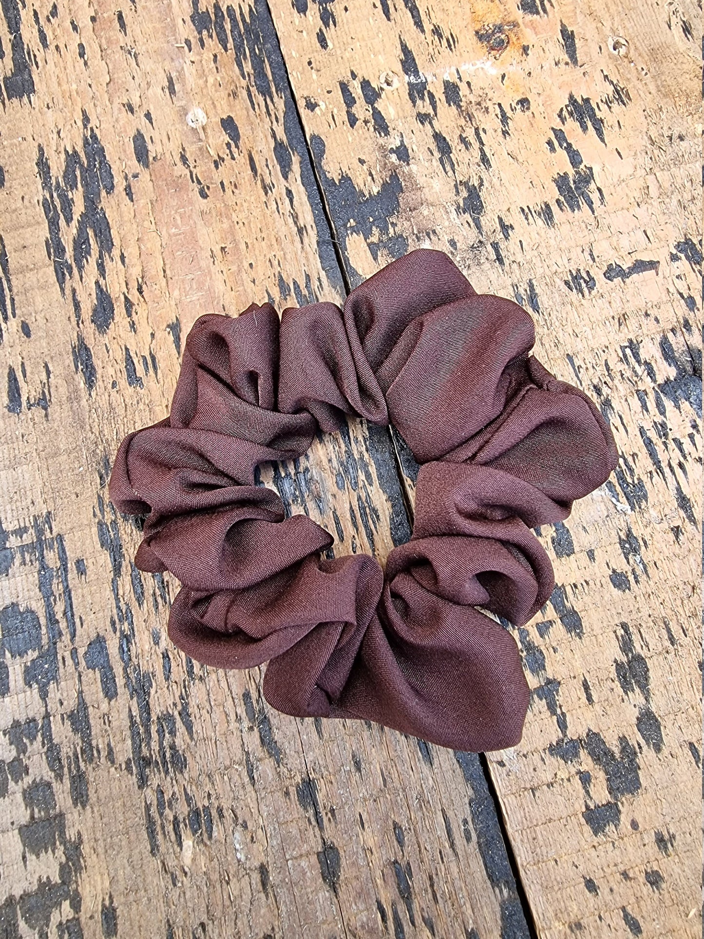 Soft Chocolate Brown Crepe Scrunchie | Hair Tie