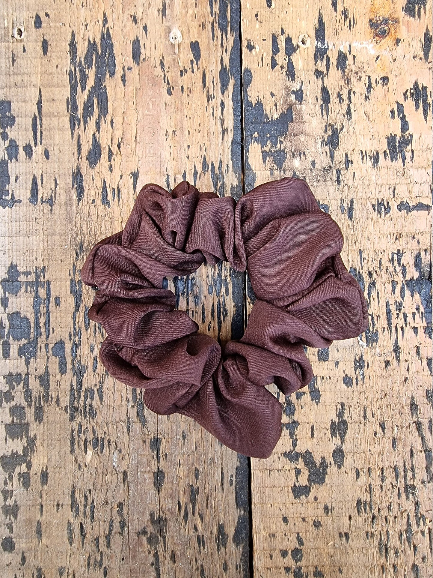 Soft Chocolate Brown Crepe Scrunchie | Hair Tie