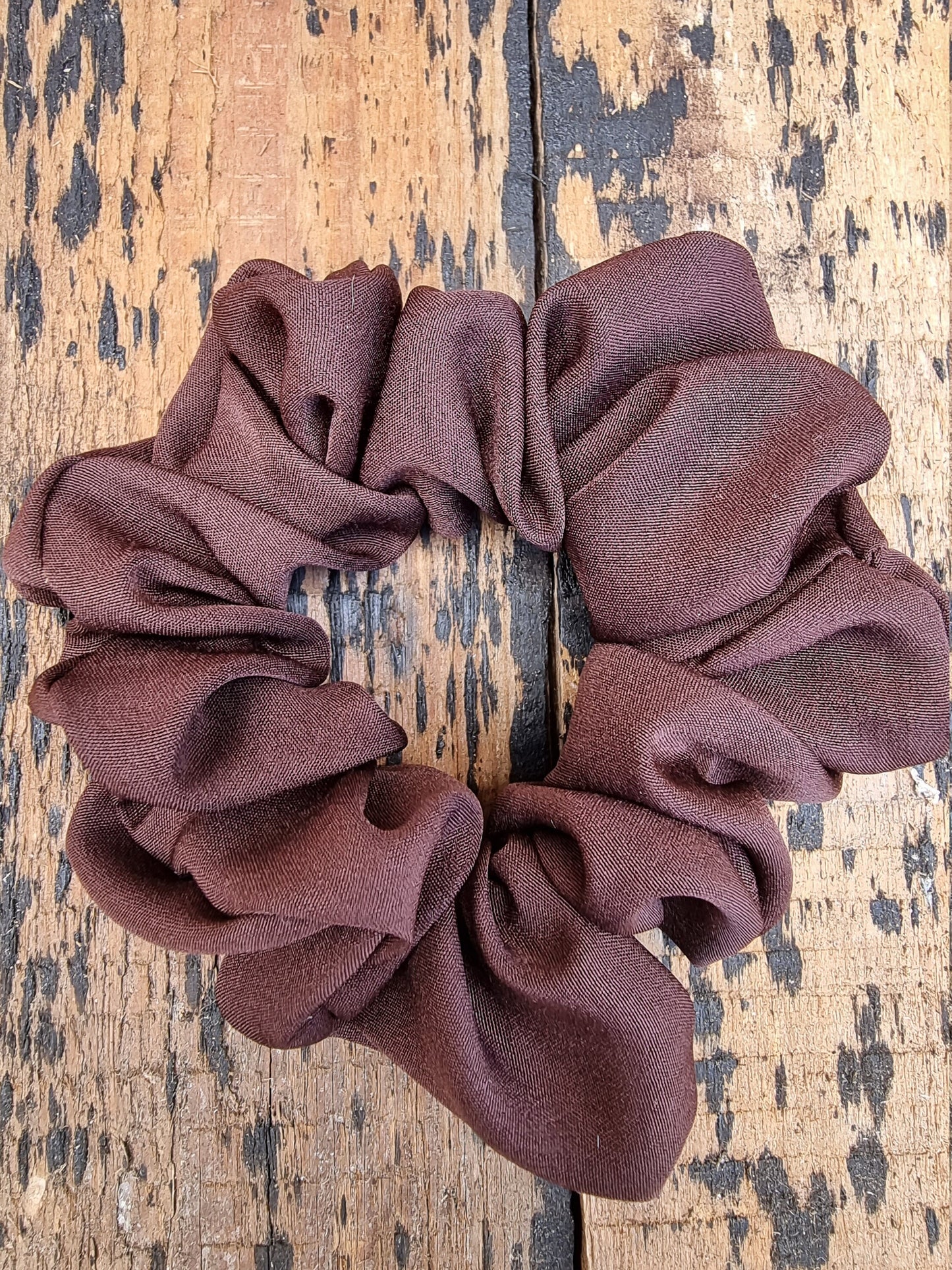 Soft Chocolate Brown Crepe Scrunchie | Hair Tie