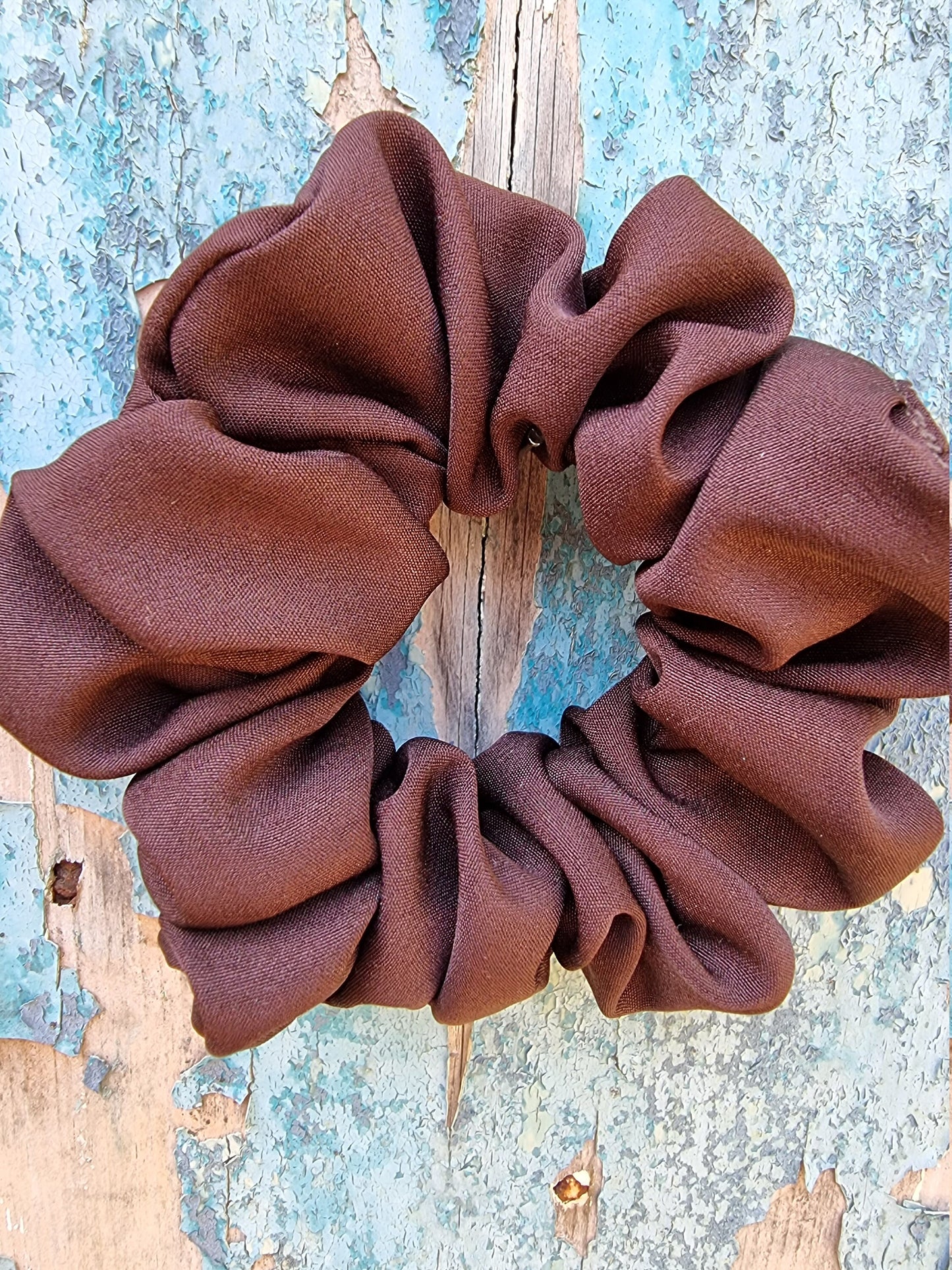 Soft Chocolate Brown Crepe Scrunchie | Hair Tie
