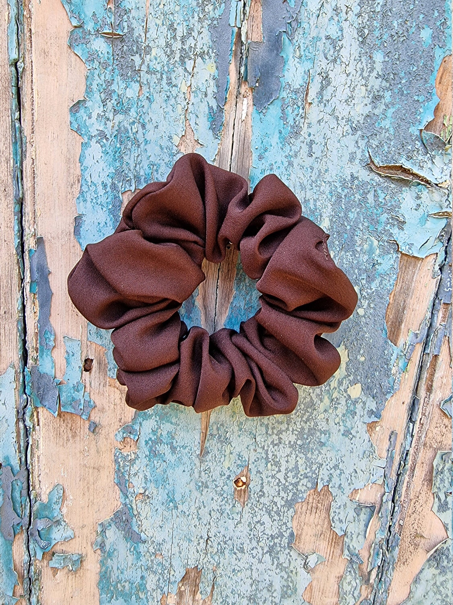 Soft Chocolate Brown Crepe Scrunchie | Hair Tie