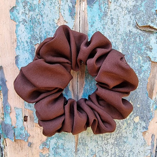 Soft Chocolate Brown Crepe Scrunchie | Hair Tie