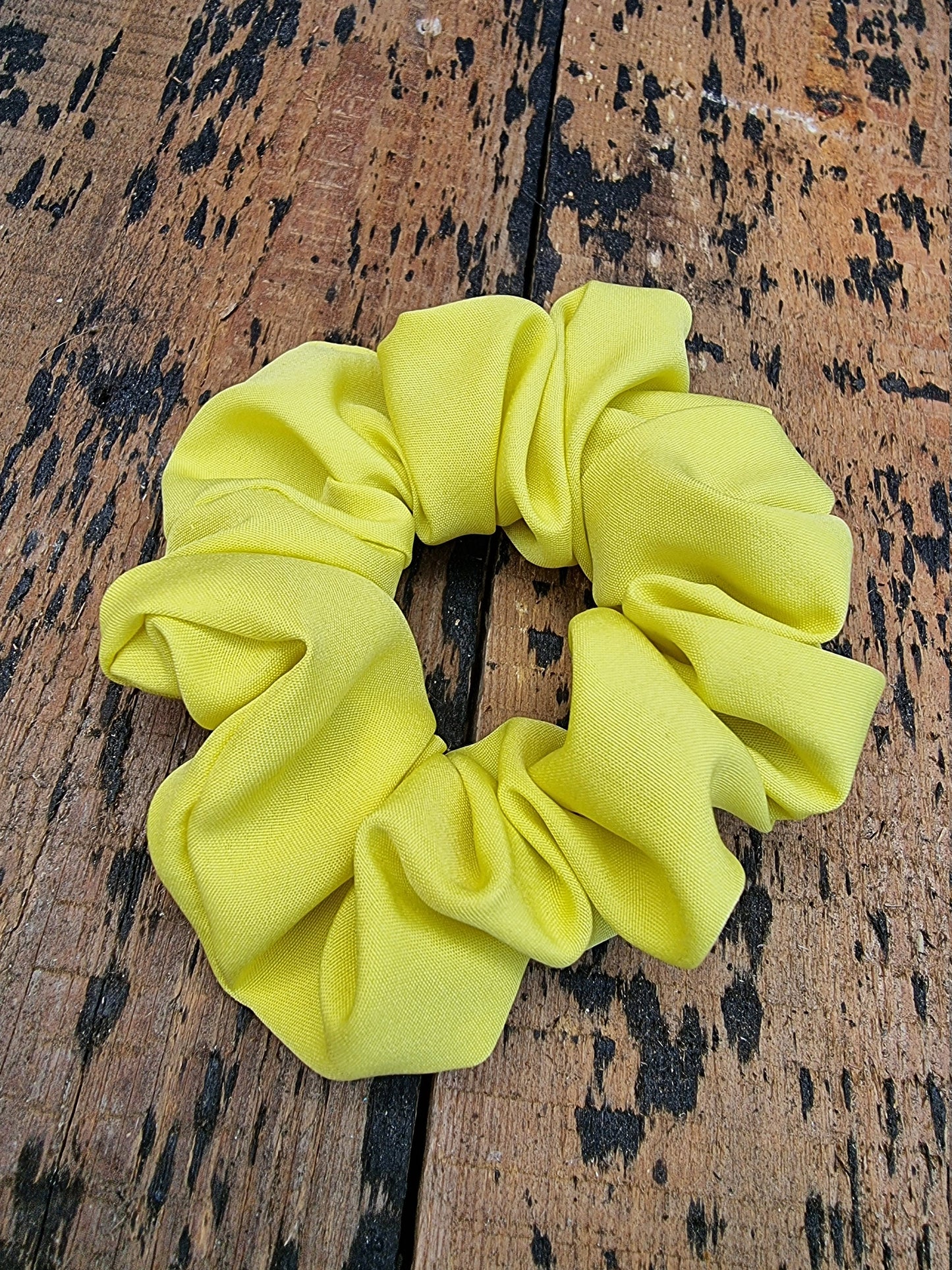 Soft Lemon Yellow Crepe Scrunchie | Hair Tie